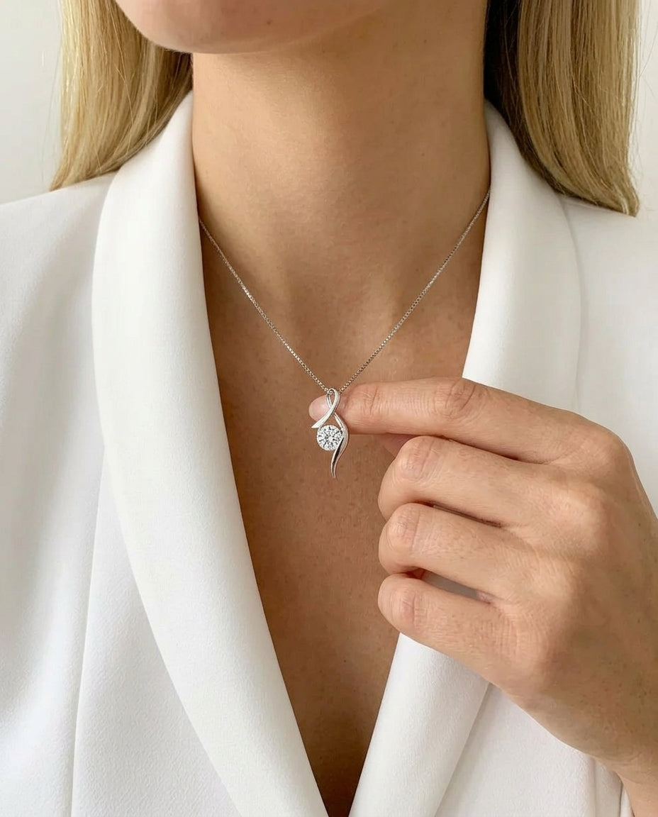 Celyssa Amelie CZ Solitaire Drop Necklace