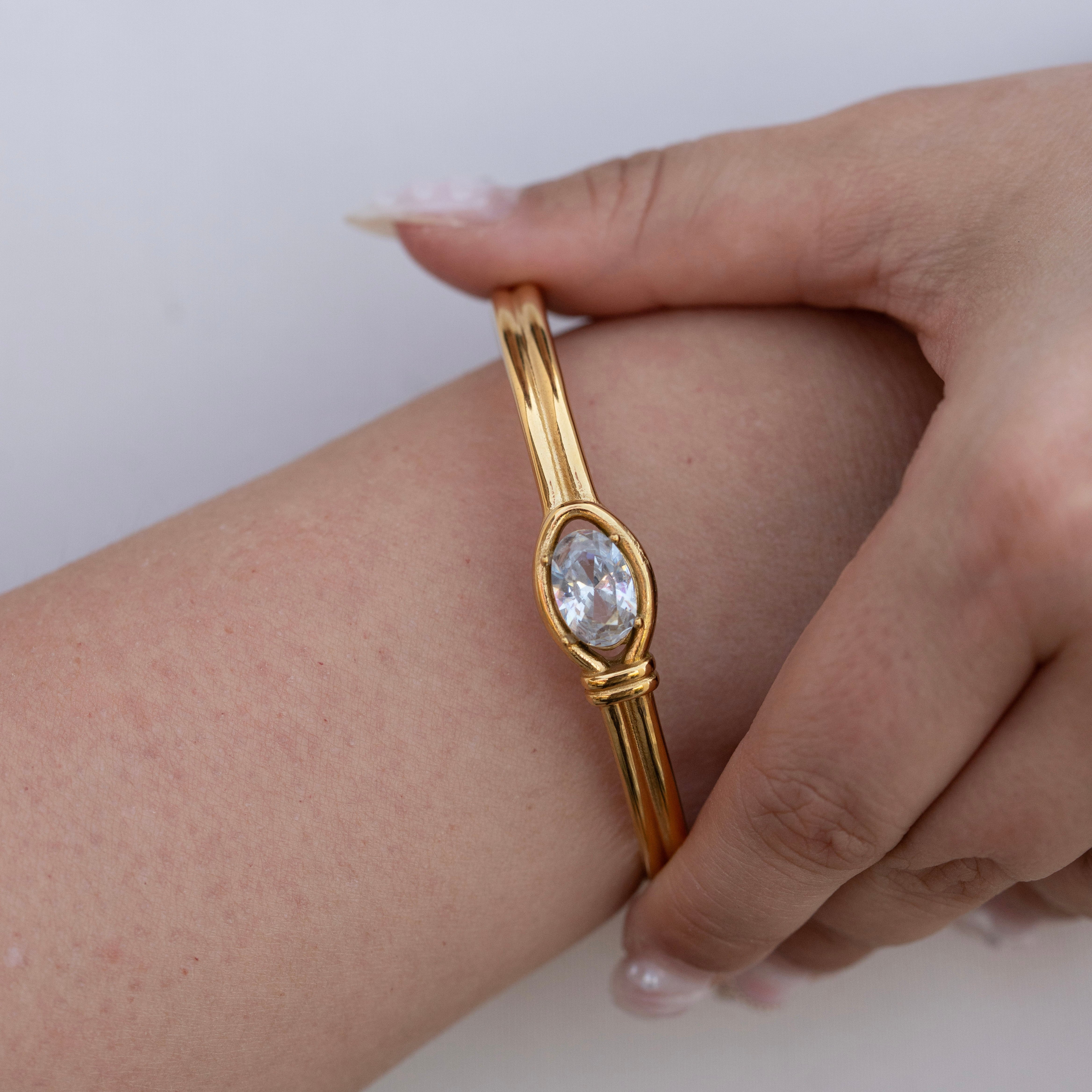 Celyssa Elysian Oval Crystal Cuff Bracelet