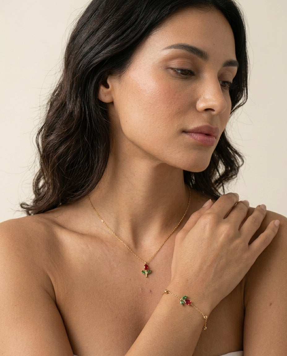 Celyssa Tulip Flower Pendant Necklace
