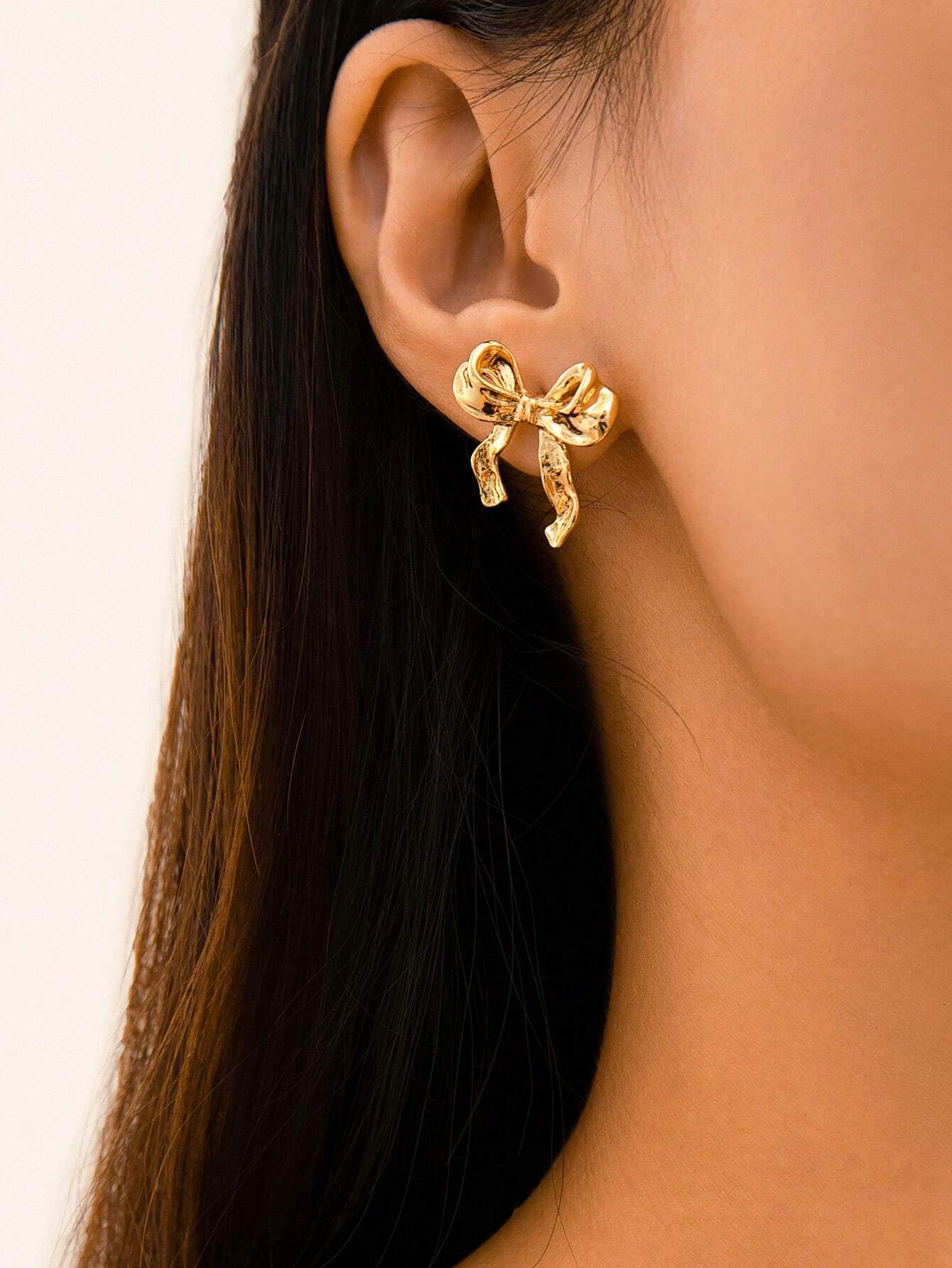 Celyssa Ribbon Bow Earrings in Silver