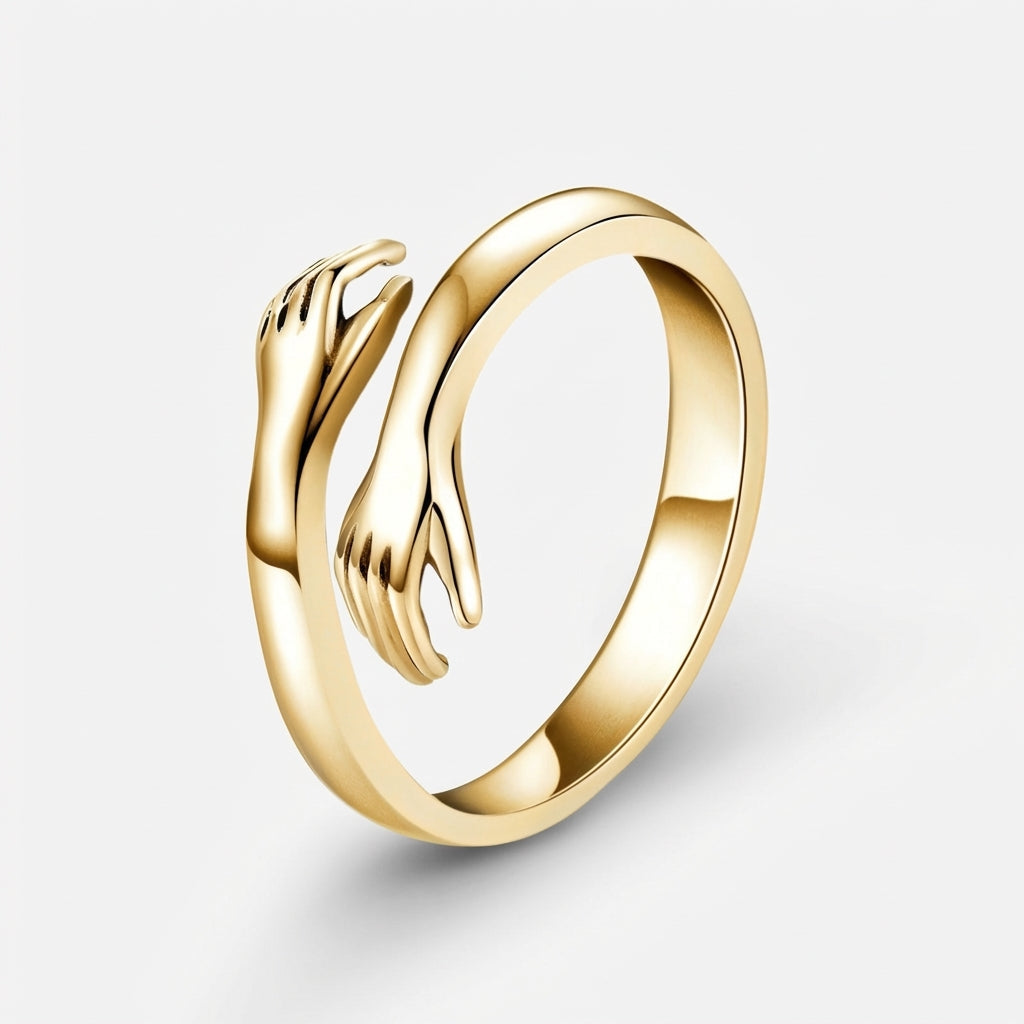 Celyssa Amelie Intertwined Hands Ring in Gold