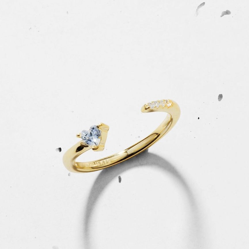 Celyssa Dainty Heart Open Ring in Platinum