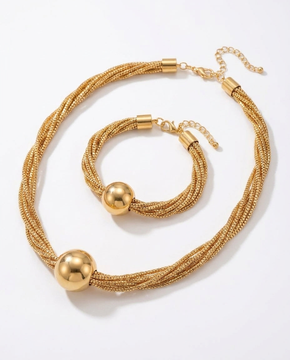 Celyssa Layered Necklace with Polished Ball Pendant