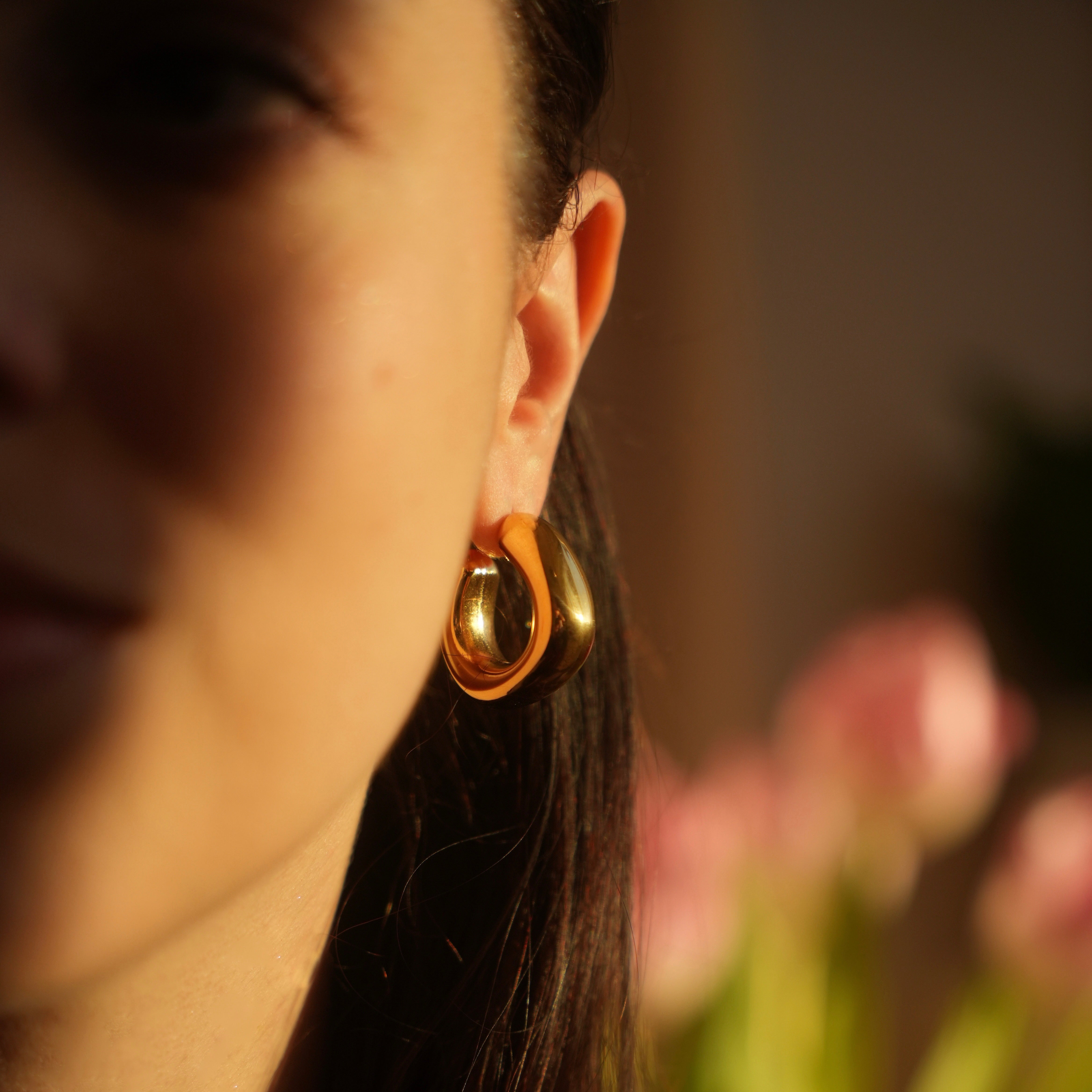 Celyssa Chunky Square Studded Hoop Earrings