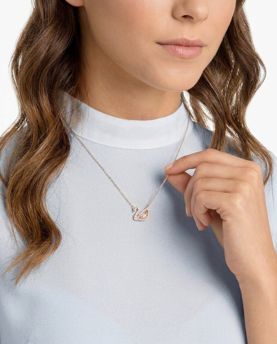 Celyssa Rosalie Pink Swan Necklace