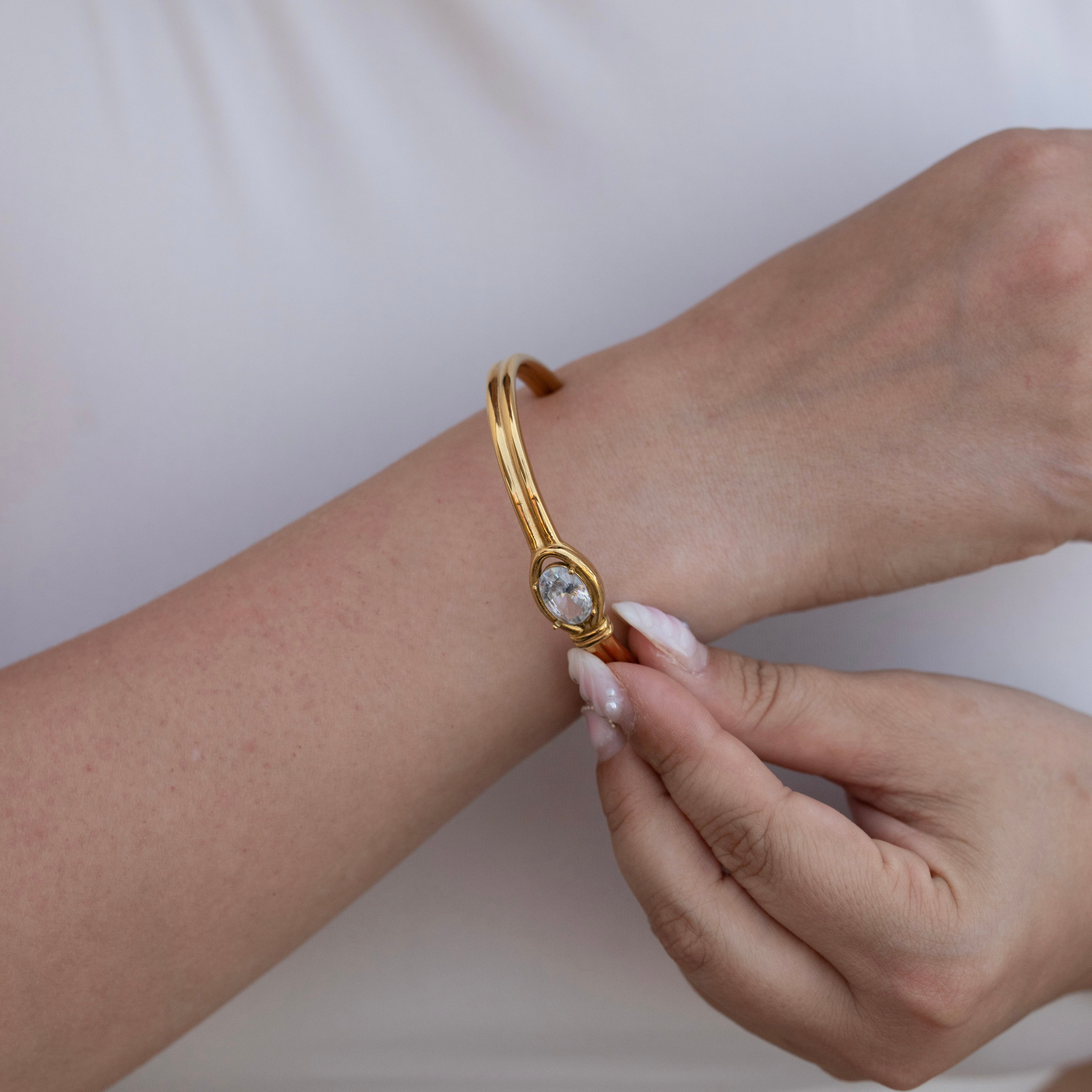 Celyssa Elysian Oval Crystal Cuff Bracelet