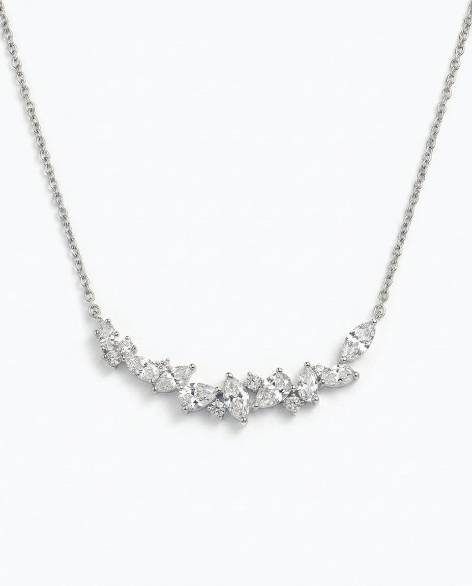 Celyssa Wisteria Cascade Y Necklace in Silver