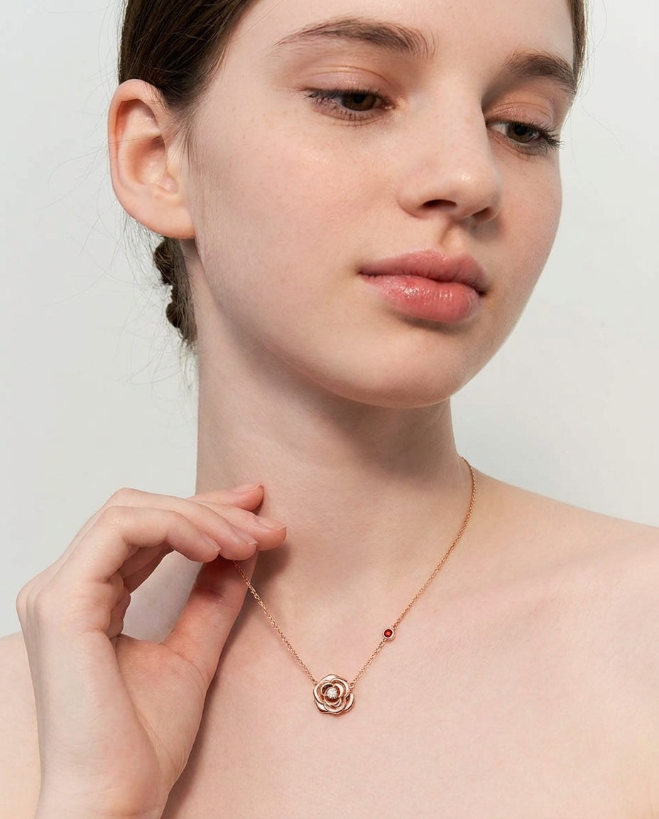 Celyssa Rosé Ruby Diamond Pendant Necklace – 14K Rose Gold