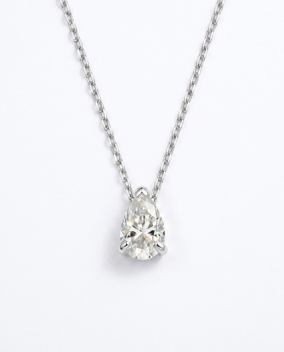 Celyssa Celeste Pear Cut Moissanite Necklace in Silver