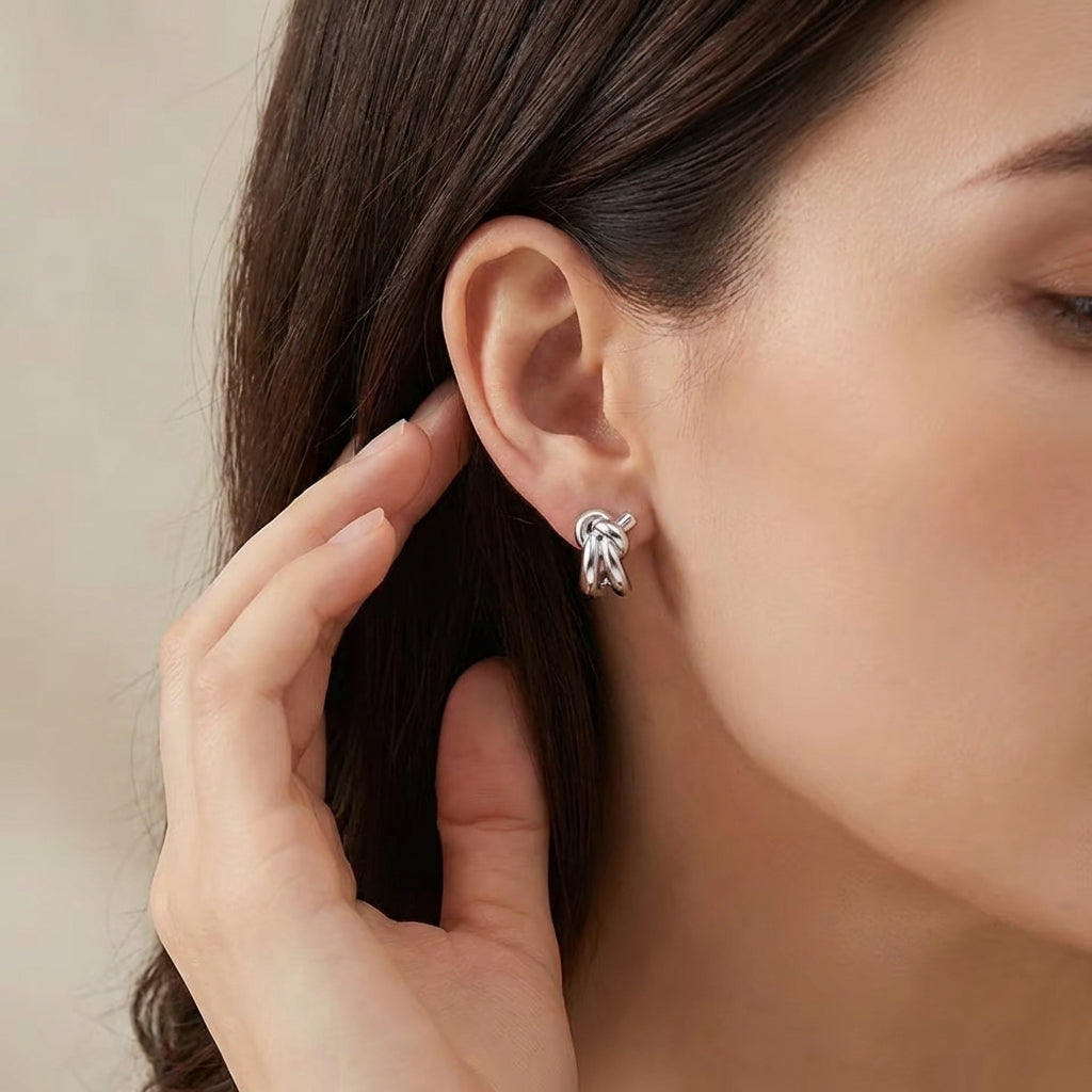 Celyssa Knot Huggie Stud Earrings