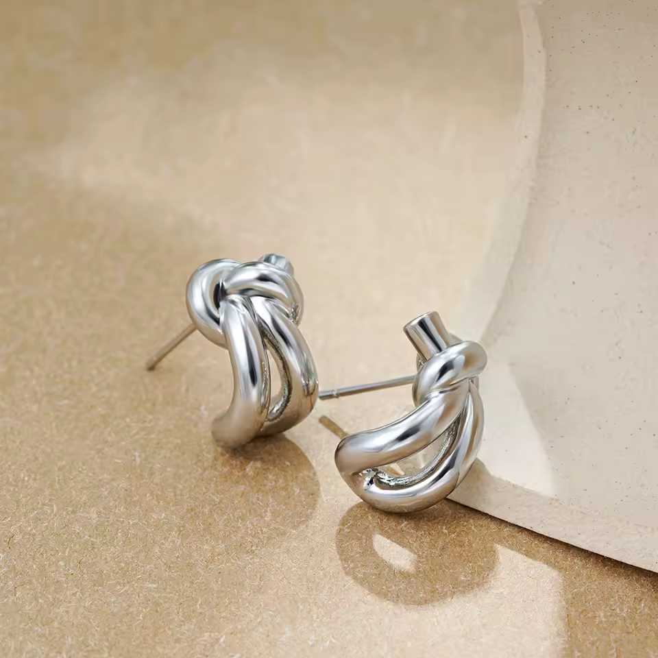 Celyssa Celine Knot Huggie Studs