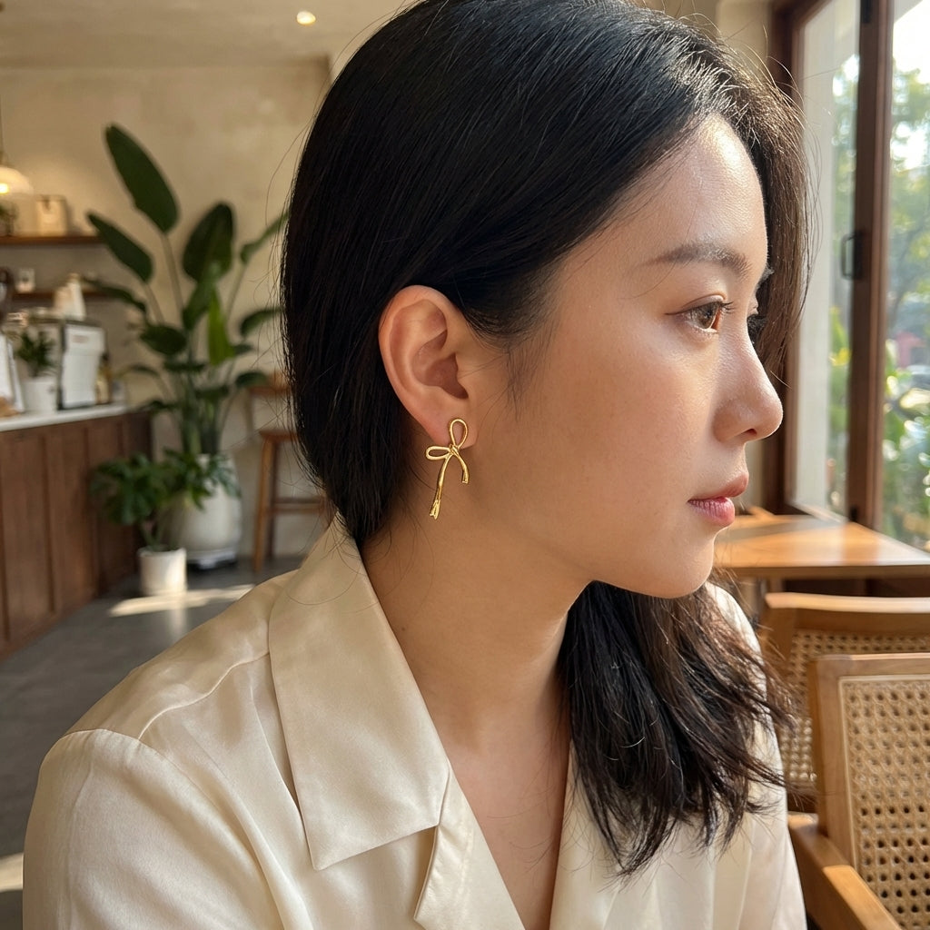 Celyssa Wandering Bow Stud Earrings