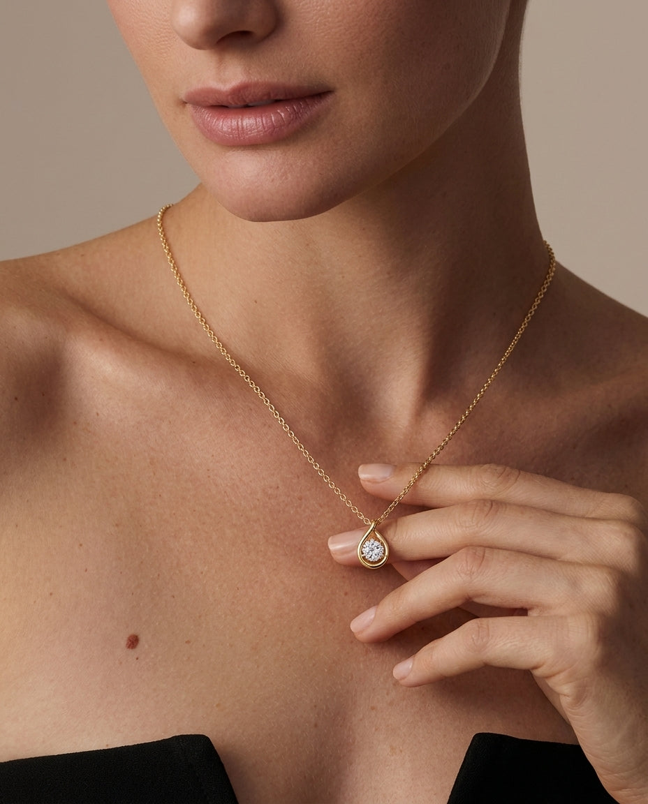 Celyssa Celeste Moissanite Pear Solitaire Necklace