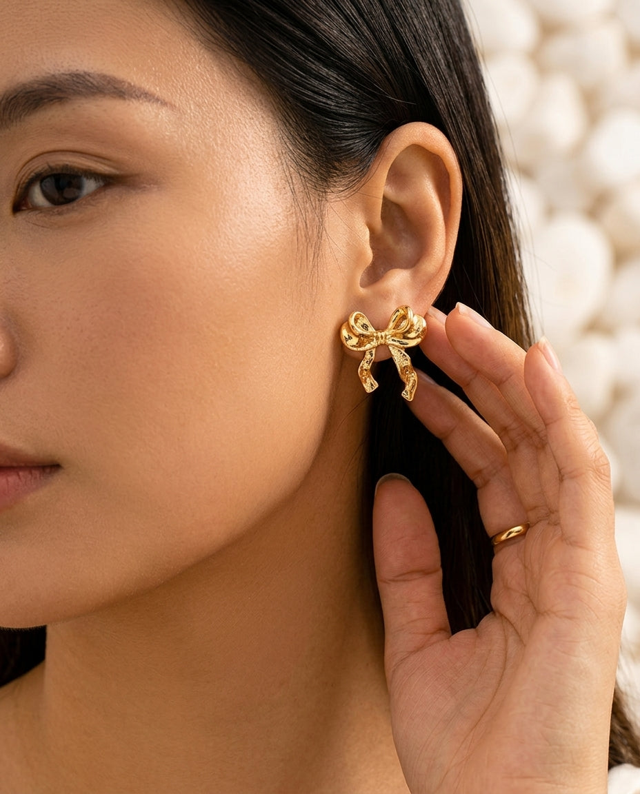 Celyssa Ribbon Bow Earrings