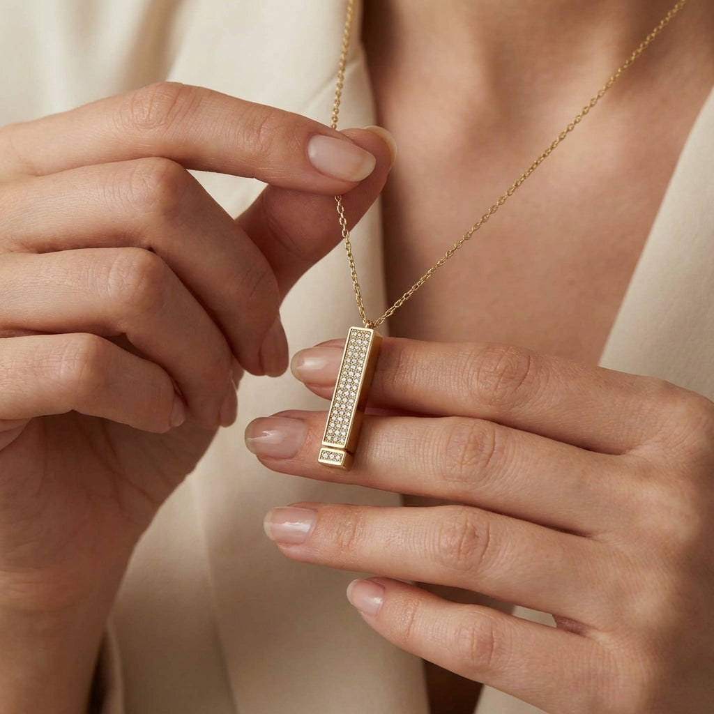 Celyssa Secret Love Crystal Message Necklace in Rose Gold