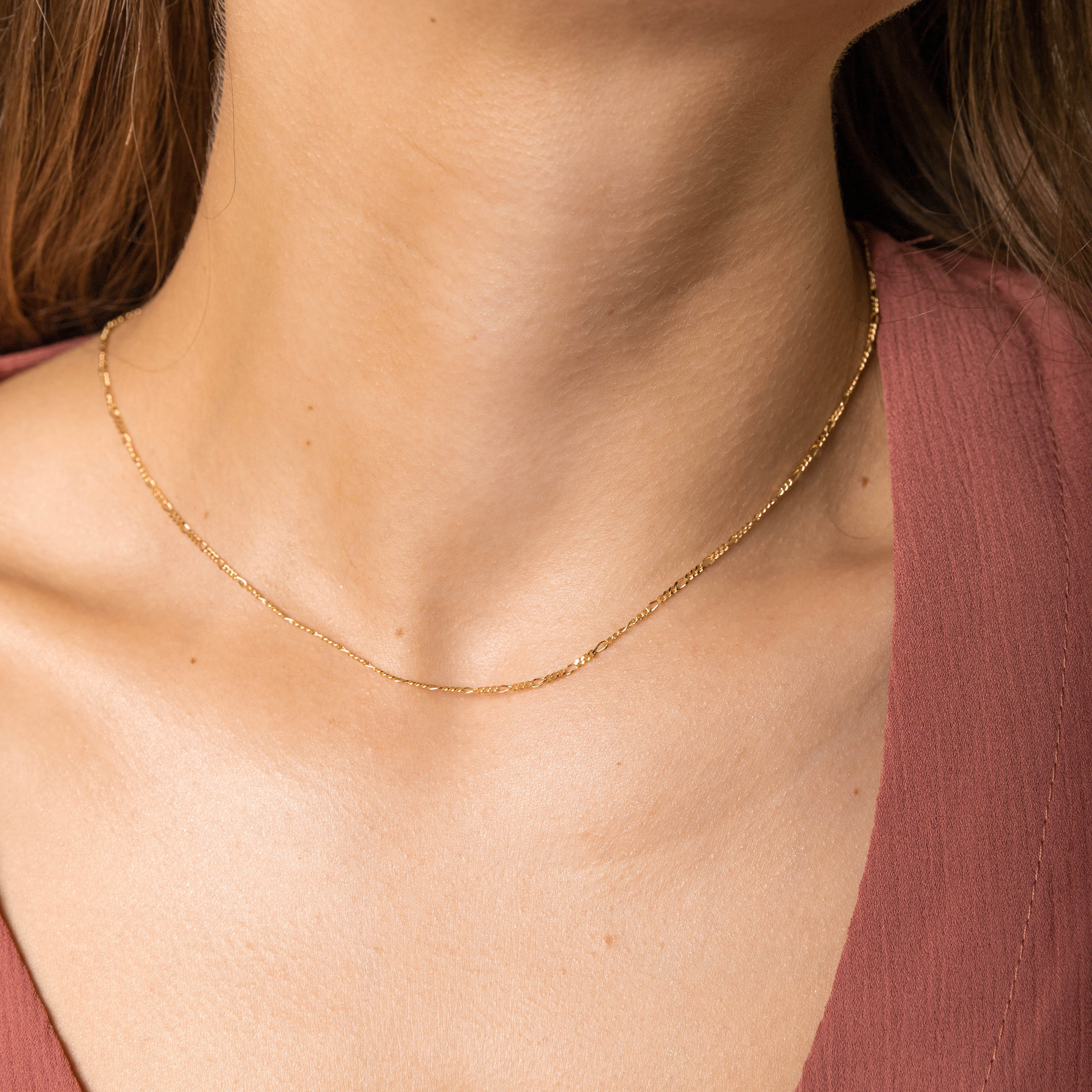 Celyssa Slim Figaro Chain Necklace in Sterling Silver