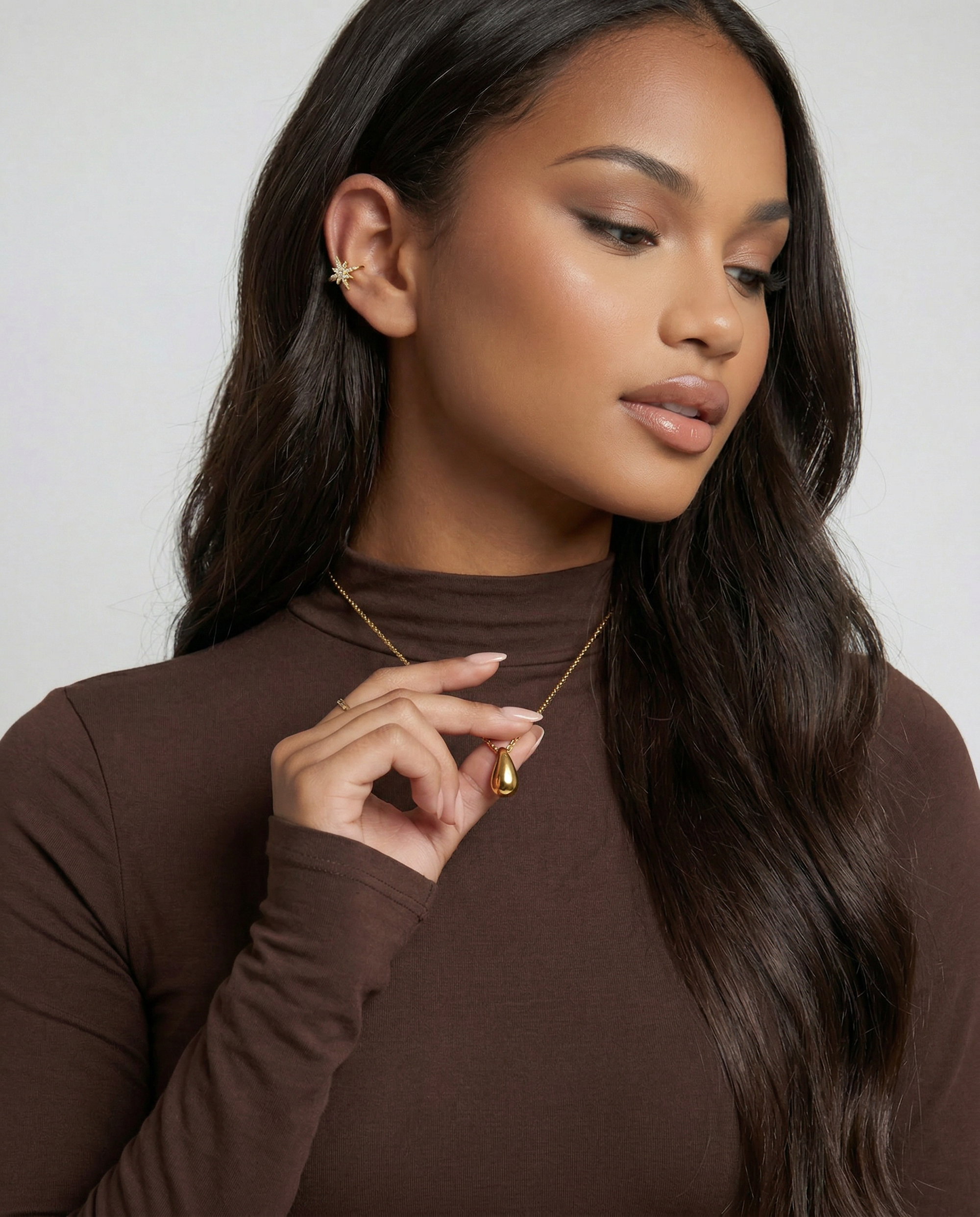 Celyssa Solitaire Star Huggie Hoop Ear Cuff