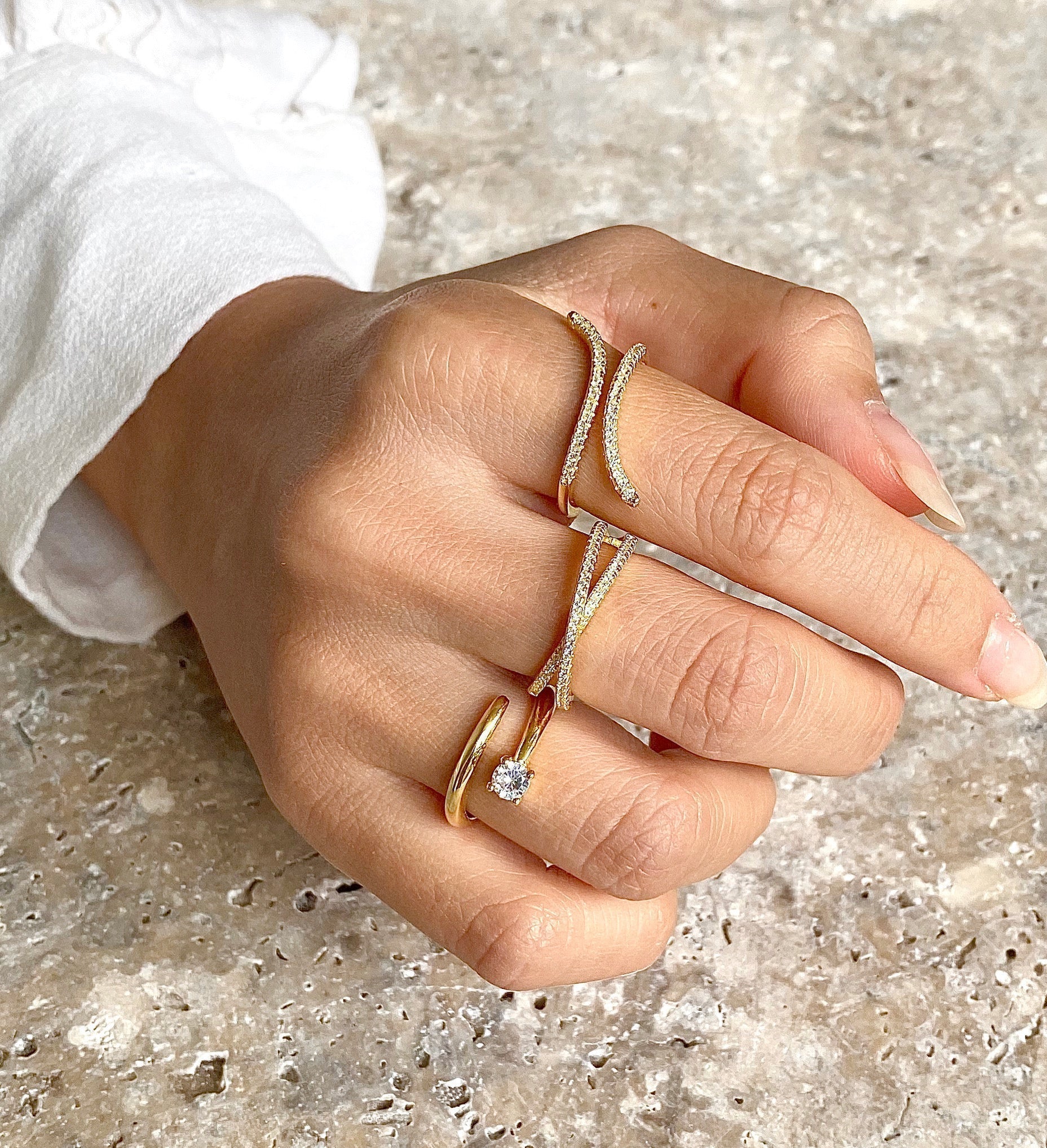 Celyssa Crystal Flare Statement Ring in Gold