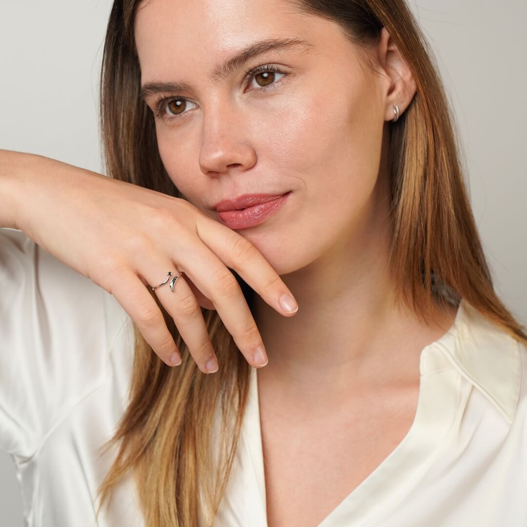 Celyssa Feather Heart Adjustable Ring