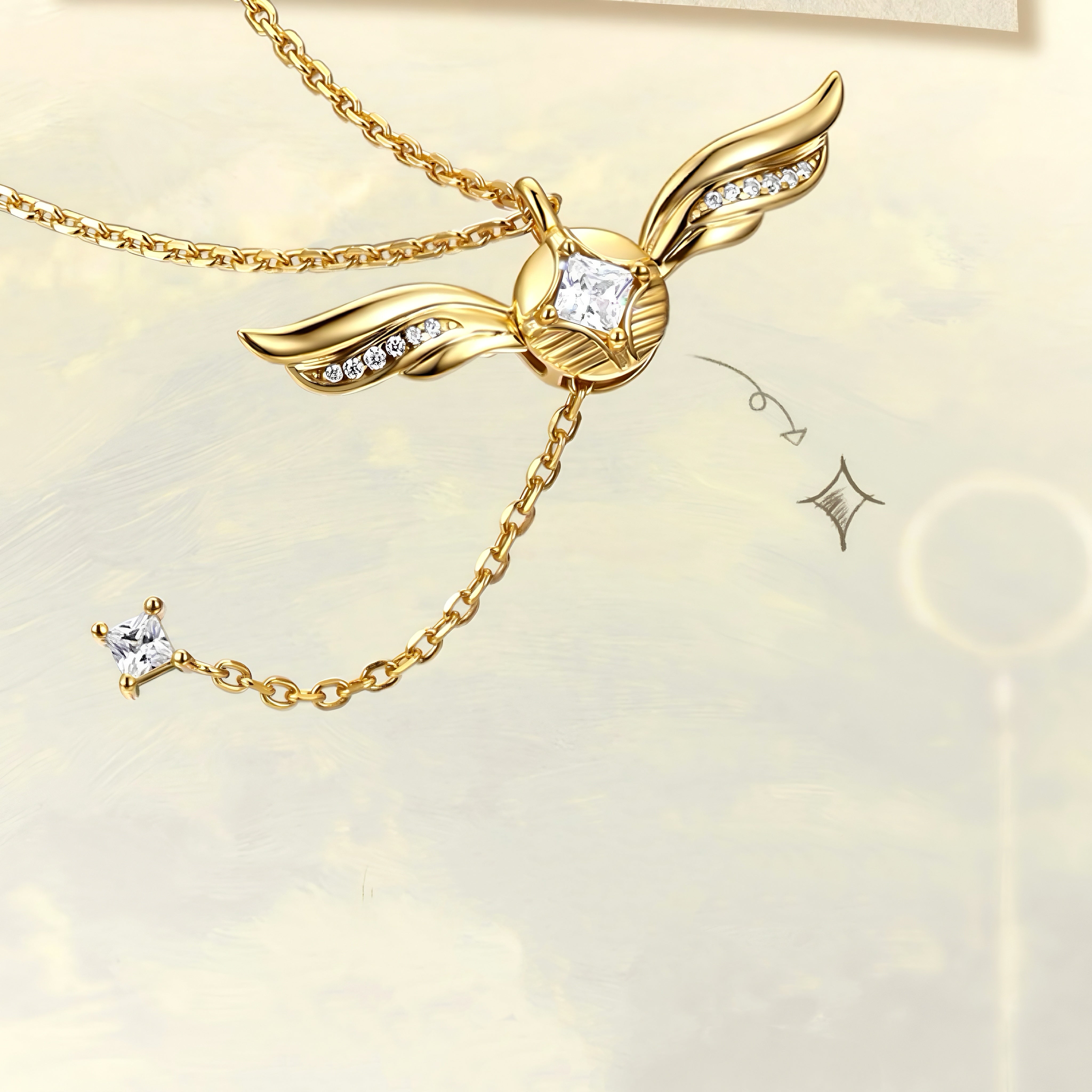 Celyssa Astra Winged Crystal Y Necklace