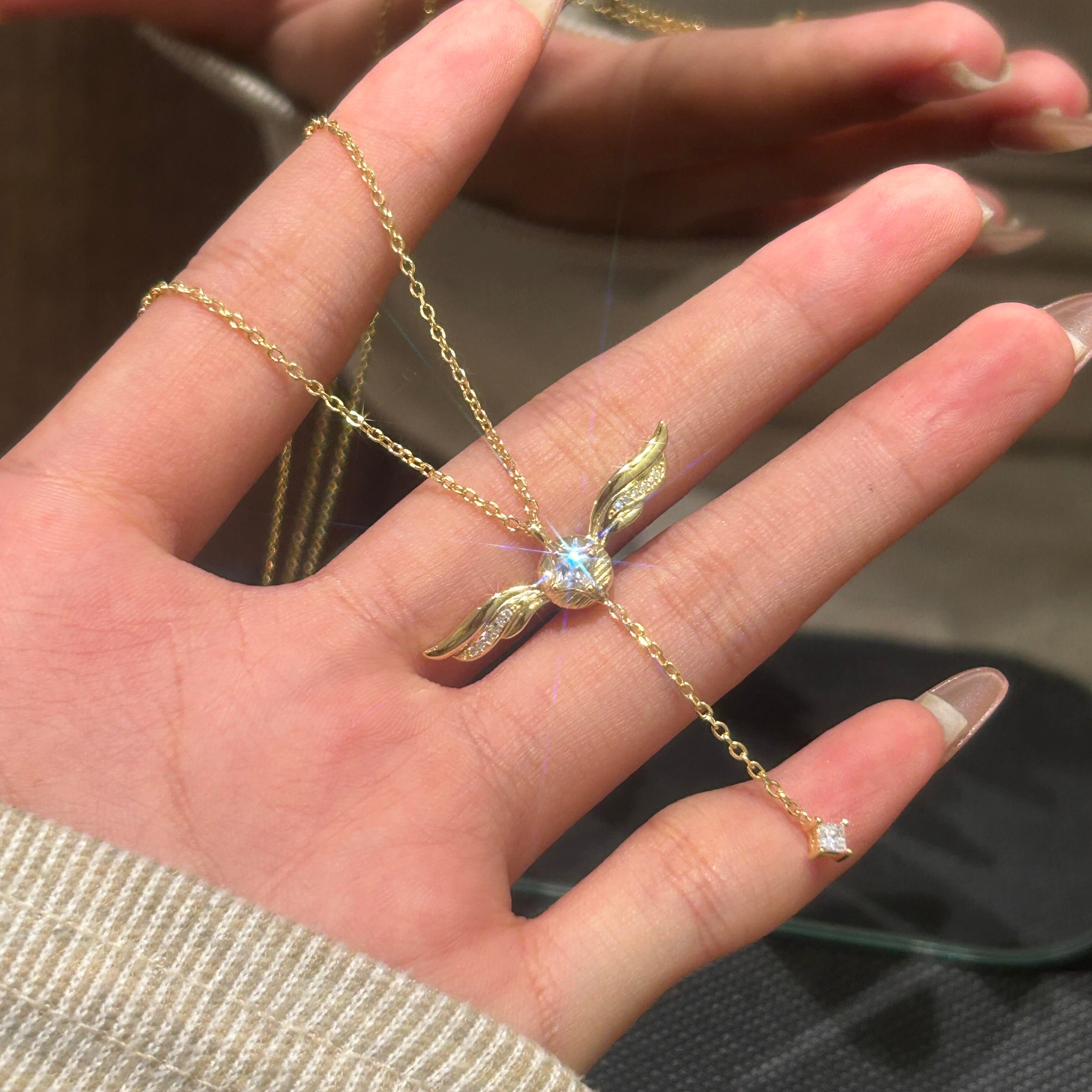 Celyssa Winged Crystal Lariat Y Necklace
