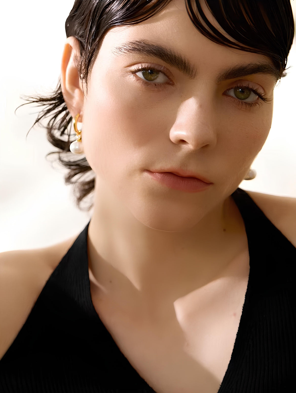 Celyssa Opaline Pearl Drop Hoop Earrings