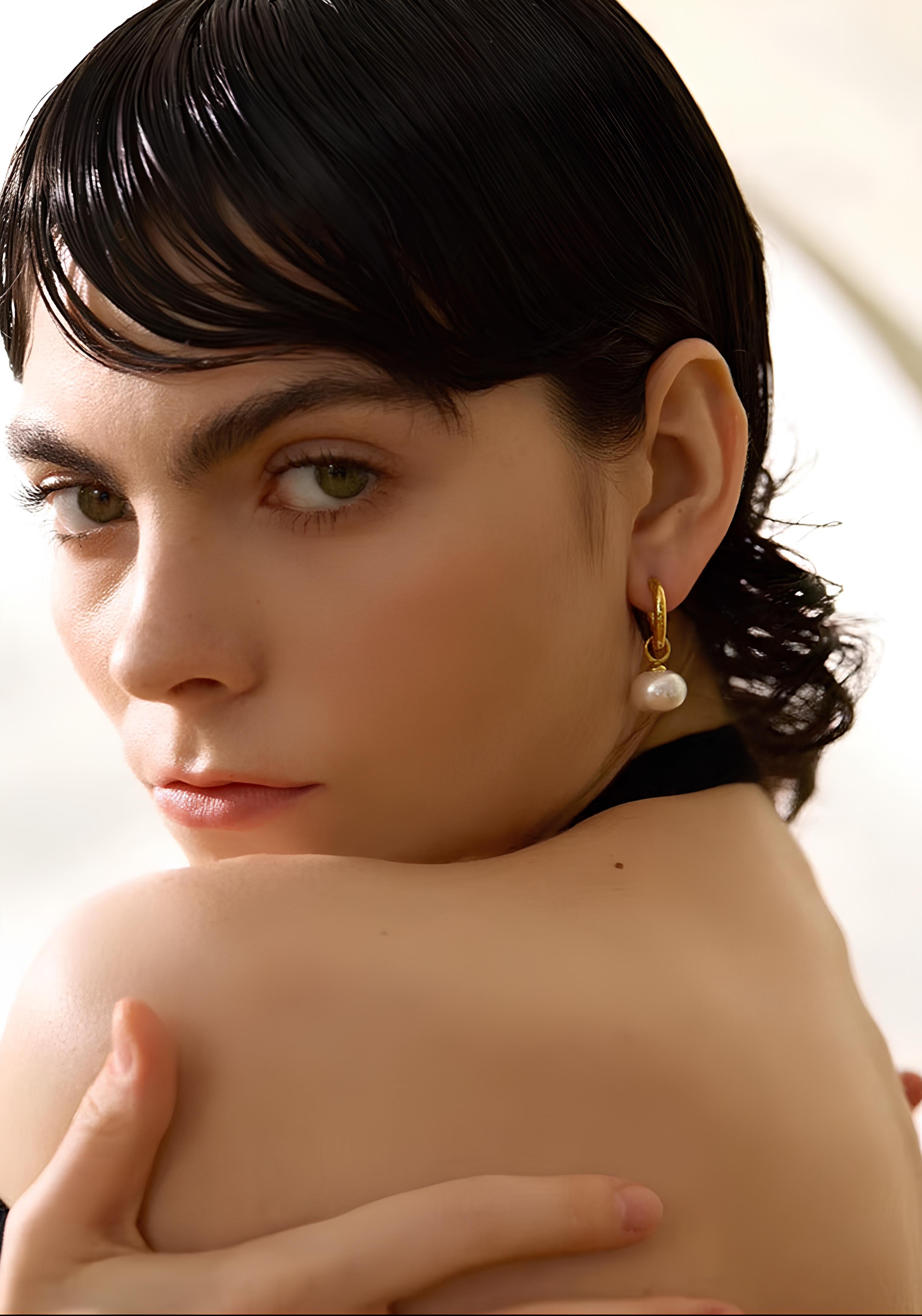 Celyssa Opaline Pearl Drop Hoop Earrings
