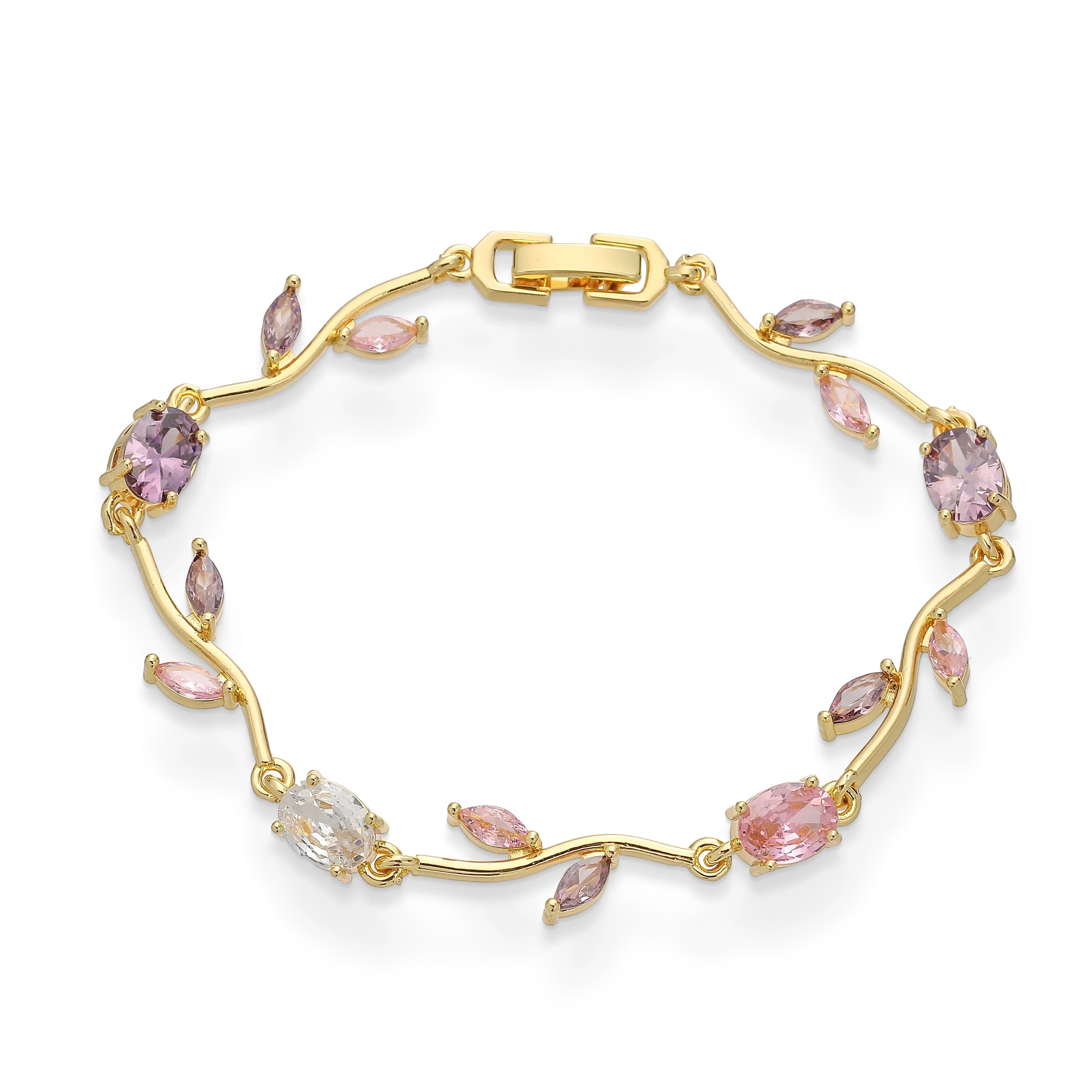 Celyssa Ottilie Vine Multicoloured Flower Bracelet in Gold