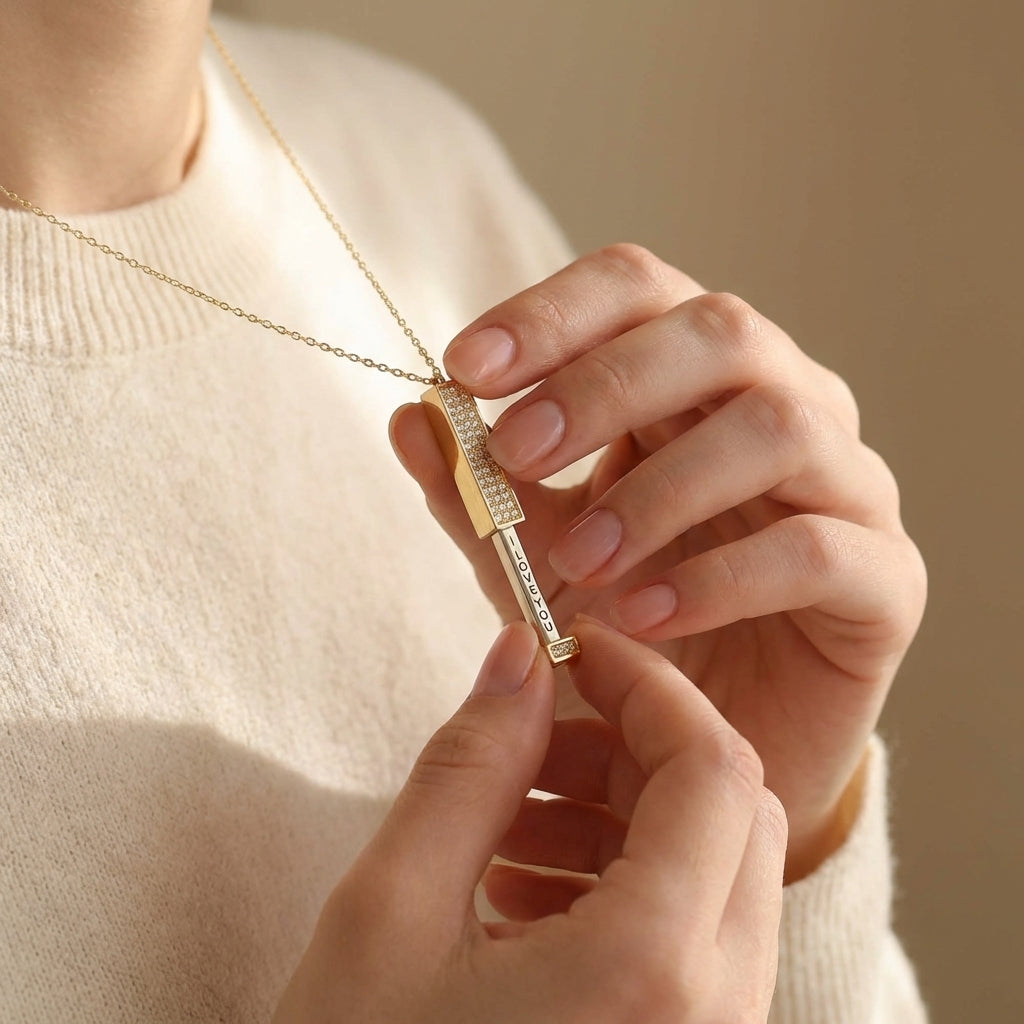 Celyssa I Love You Secret Message Necklace with Crystals