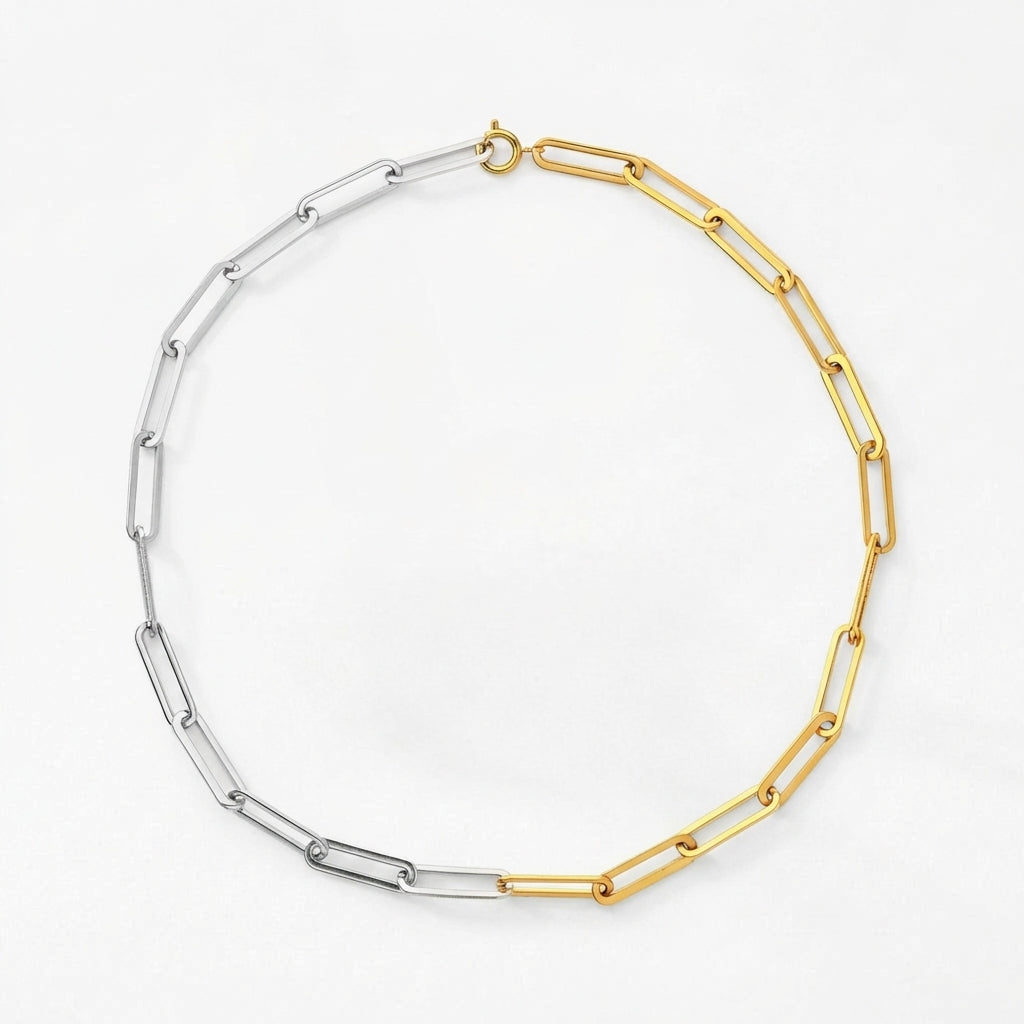 Celyssa Two Tone Paperclip Chain Necklace