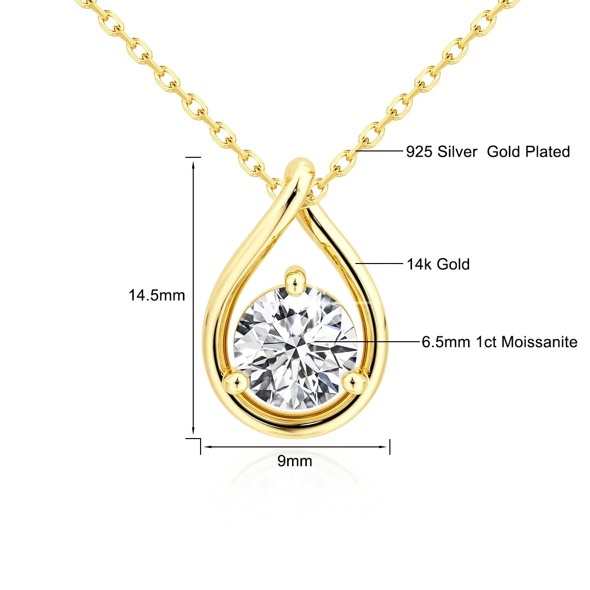 Celyssa Pear Cut Moissanite Solitaire Necklace