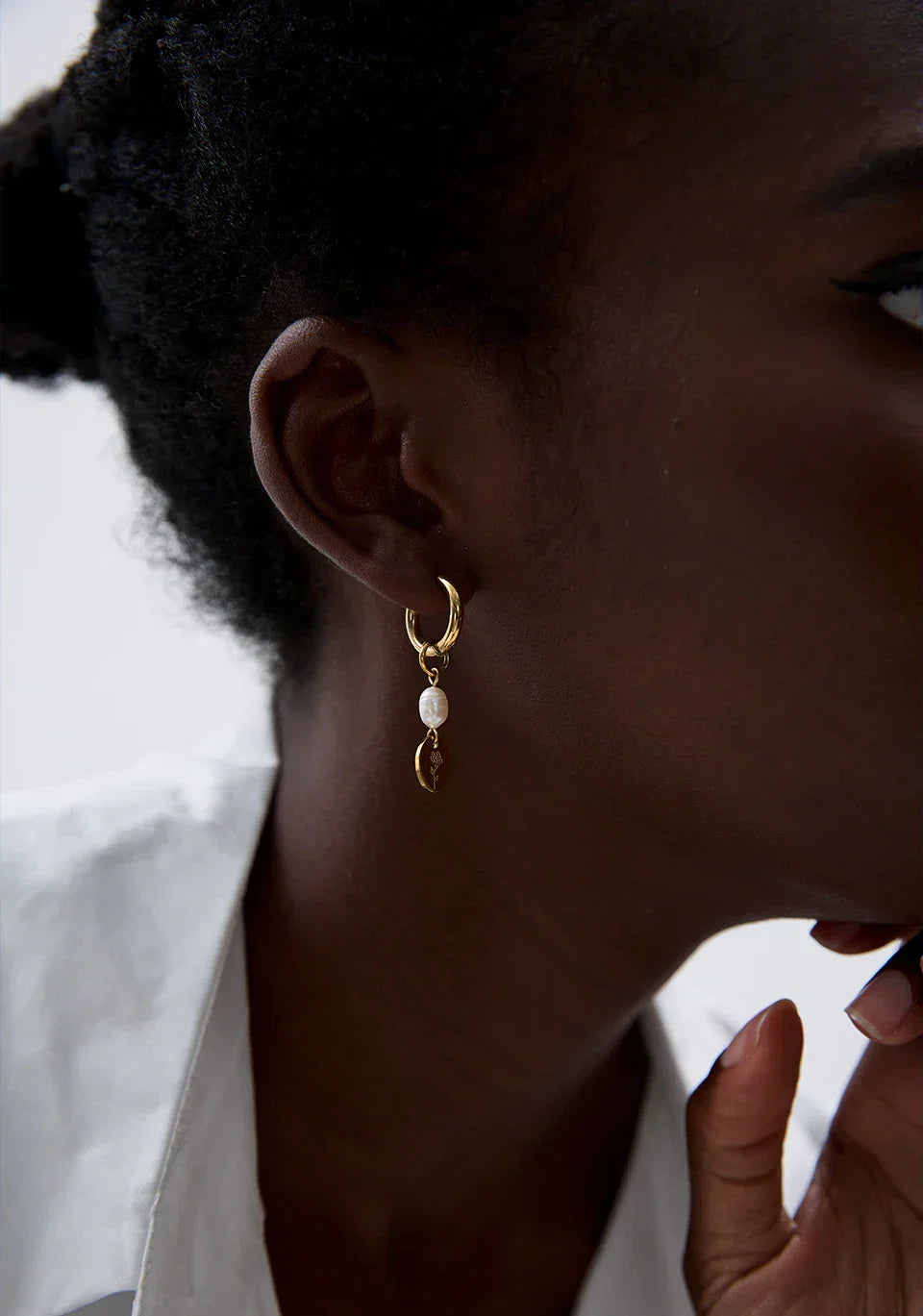 Celyssa Pearl on the Vine Freshwater Pearl Hoops Earrings in Gold