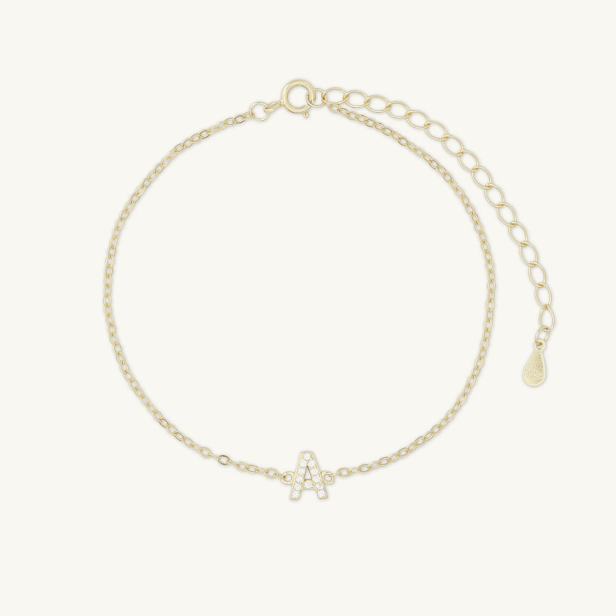 Celyssa Sophia Blue Zirconia Letter Bracelet in 18K Gold Vermeil / A