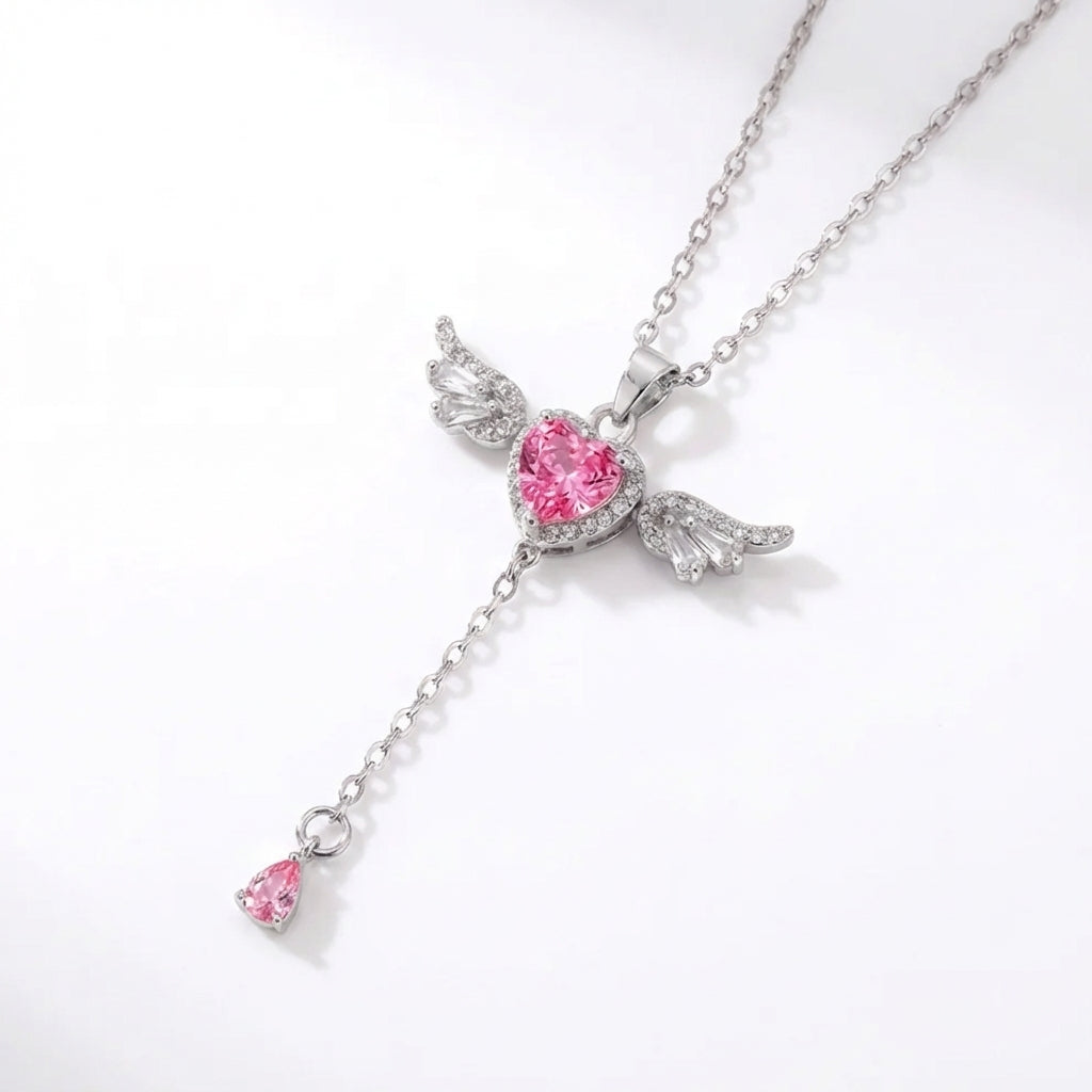 Celyssa Angel's Love Angel Wing Necklace in Rose