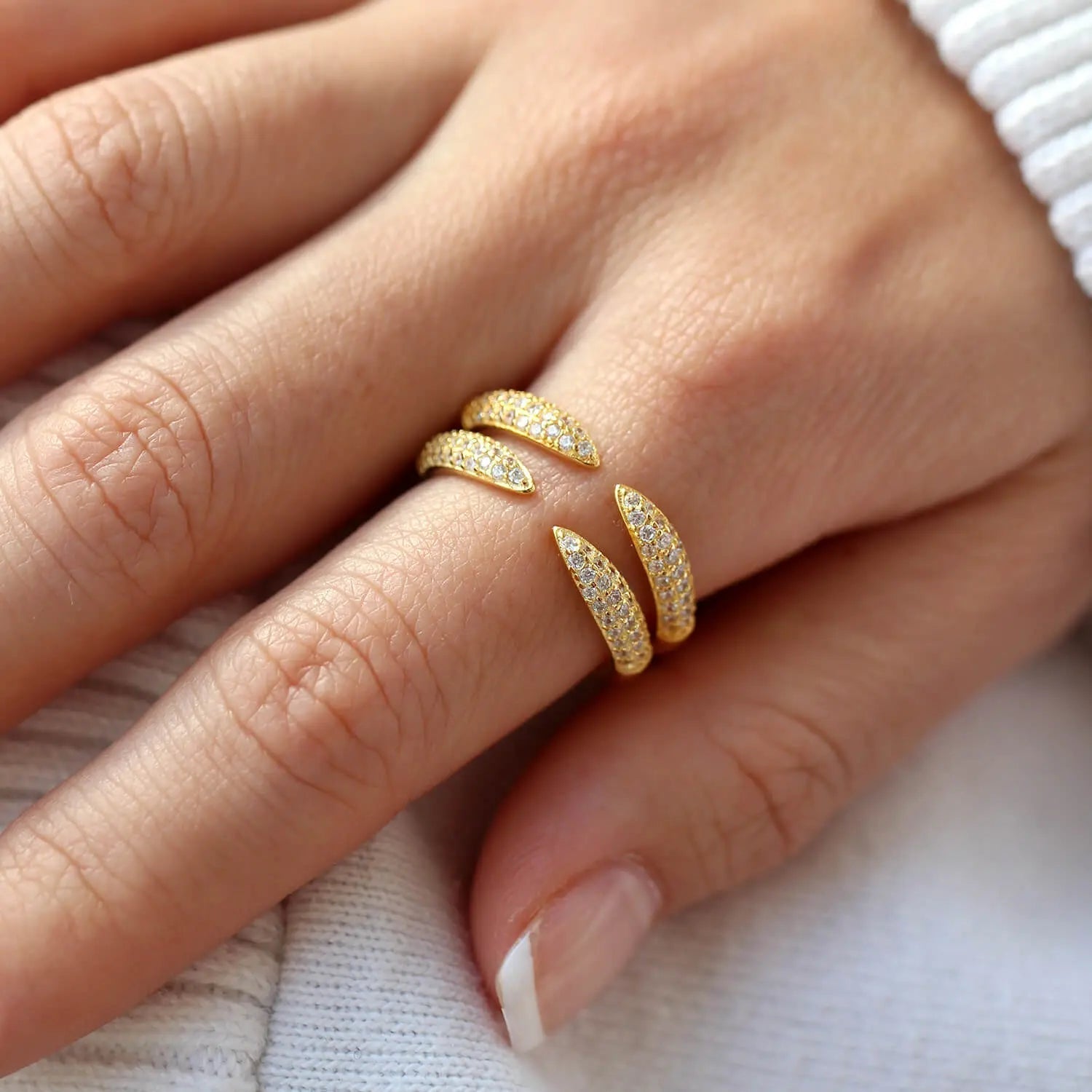 Celyssa Crystal Claw Stacking Ring