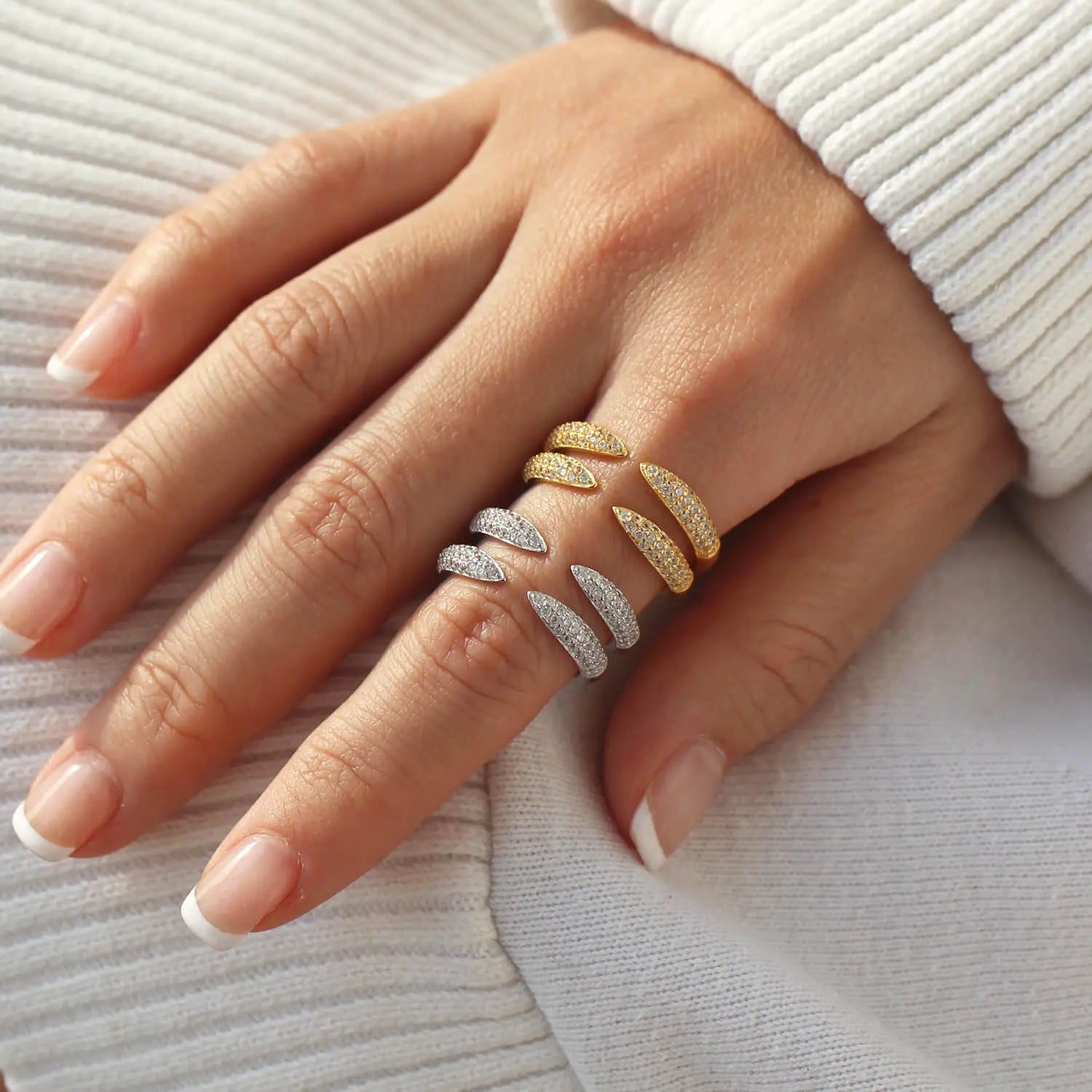 Celyssa Crystal Claw Stacking Ring