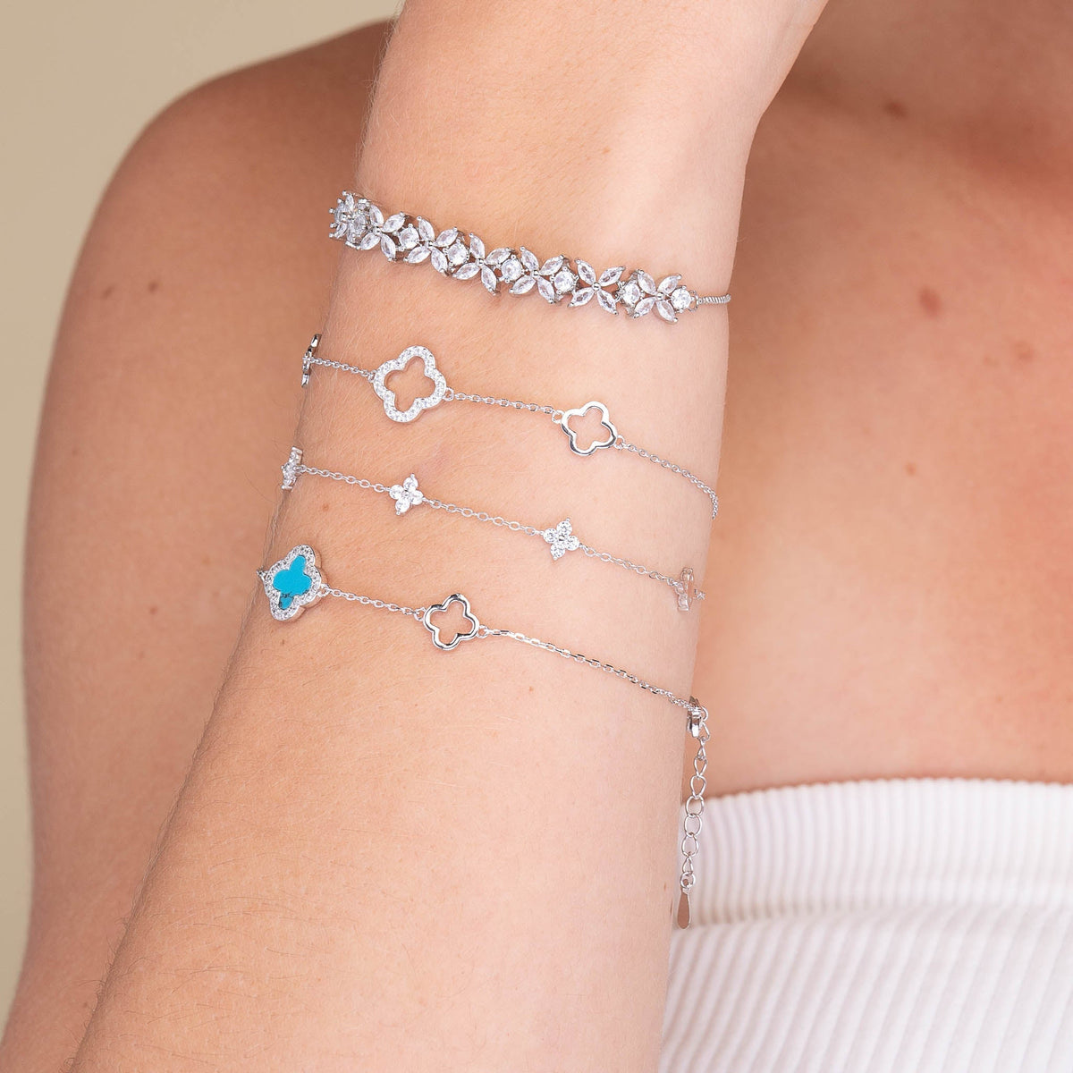 Celyssa Clover Station Chain Bracelet