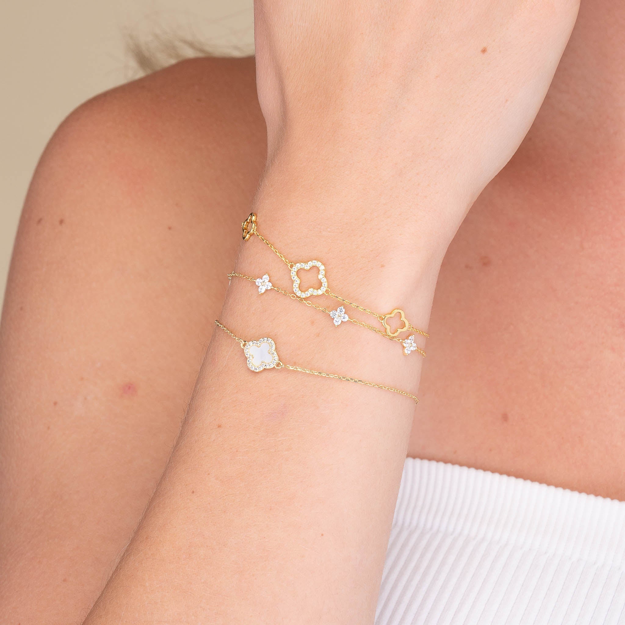 Celyssa Clover Station Chain Bracelet in 18K Rose Gold Vermeil