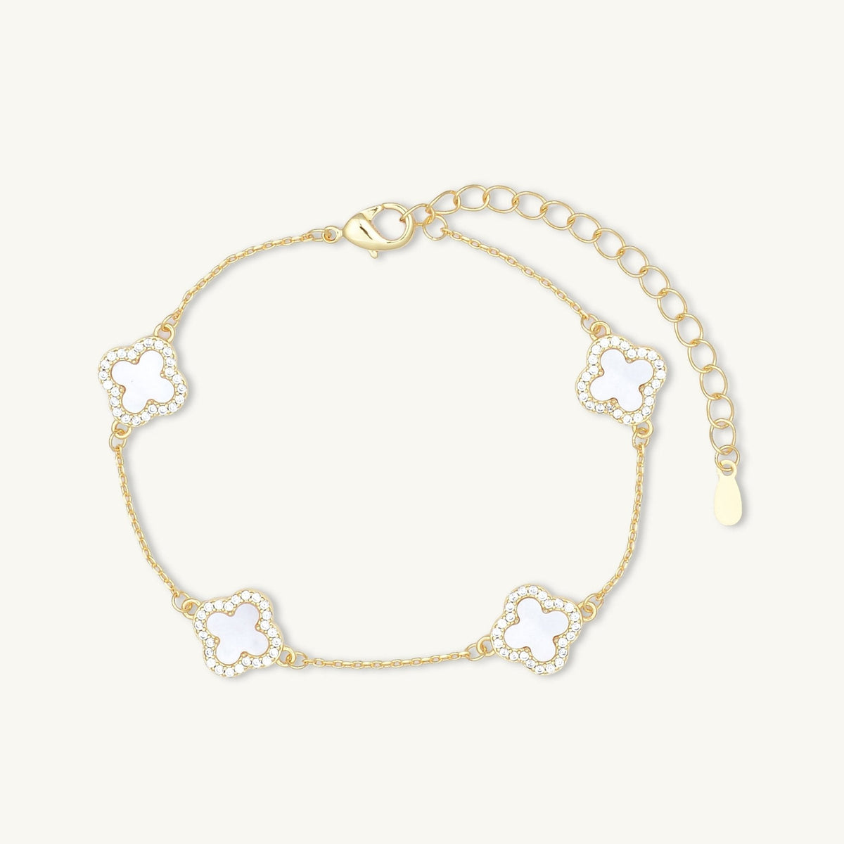 Celyssa Mother of Pearl & Sapphire Clover Bracelet in 18K Gold Vermeil