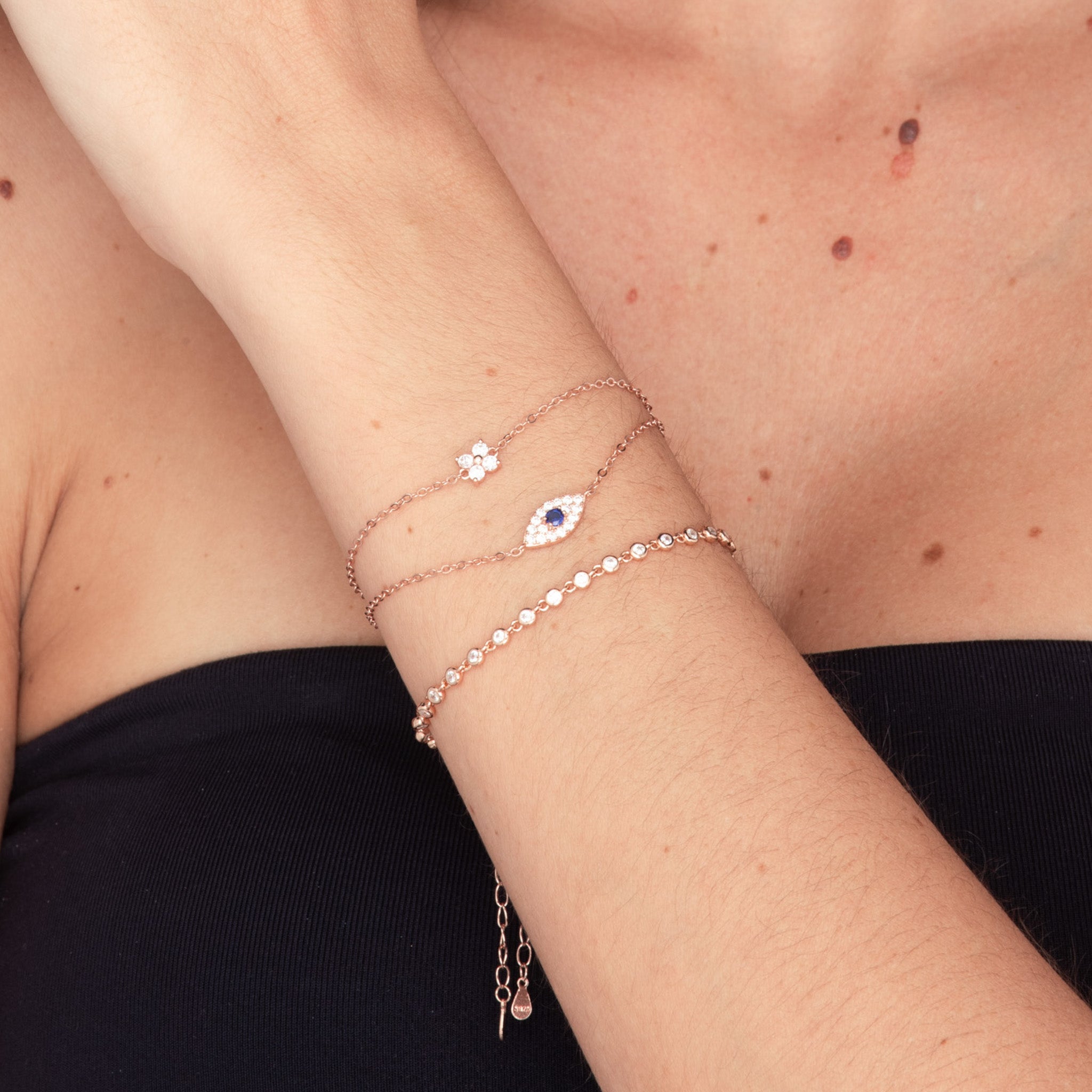Celyssa Pavé Evil Eye Chain Bracelet