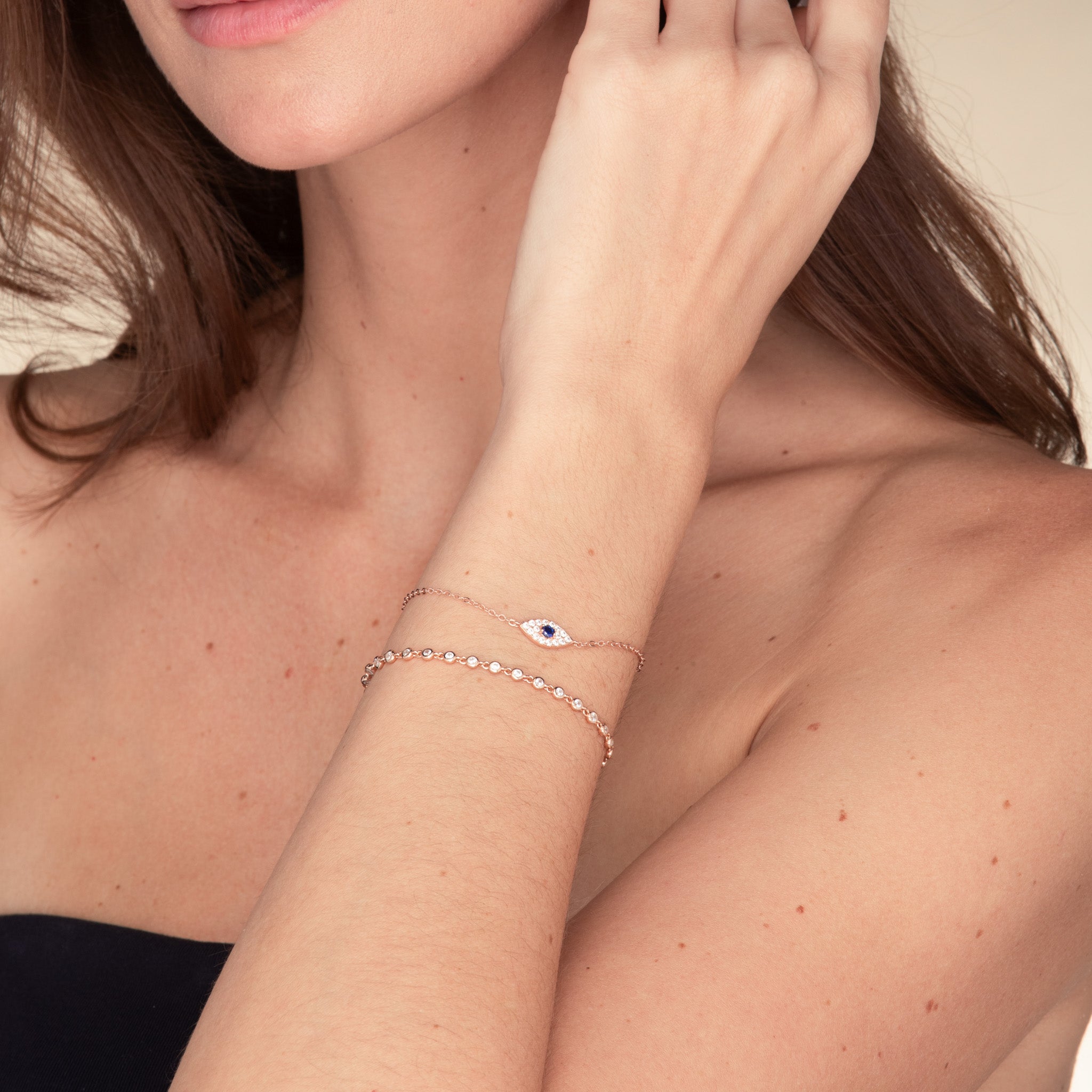 Celyssa Pavé Evil Eye Chain Bracelet