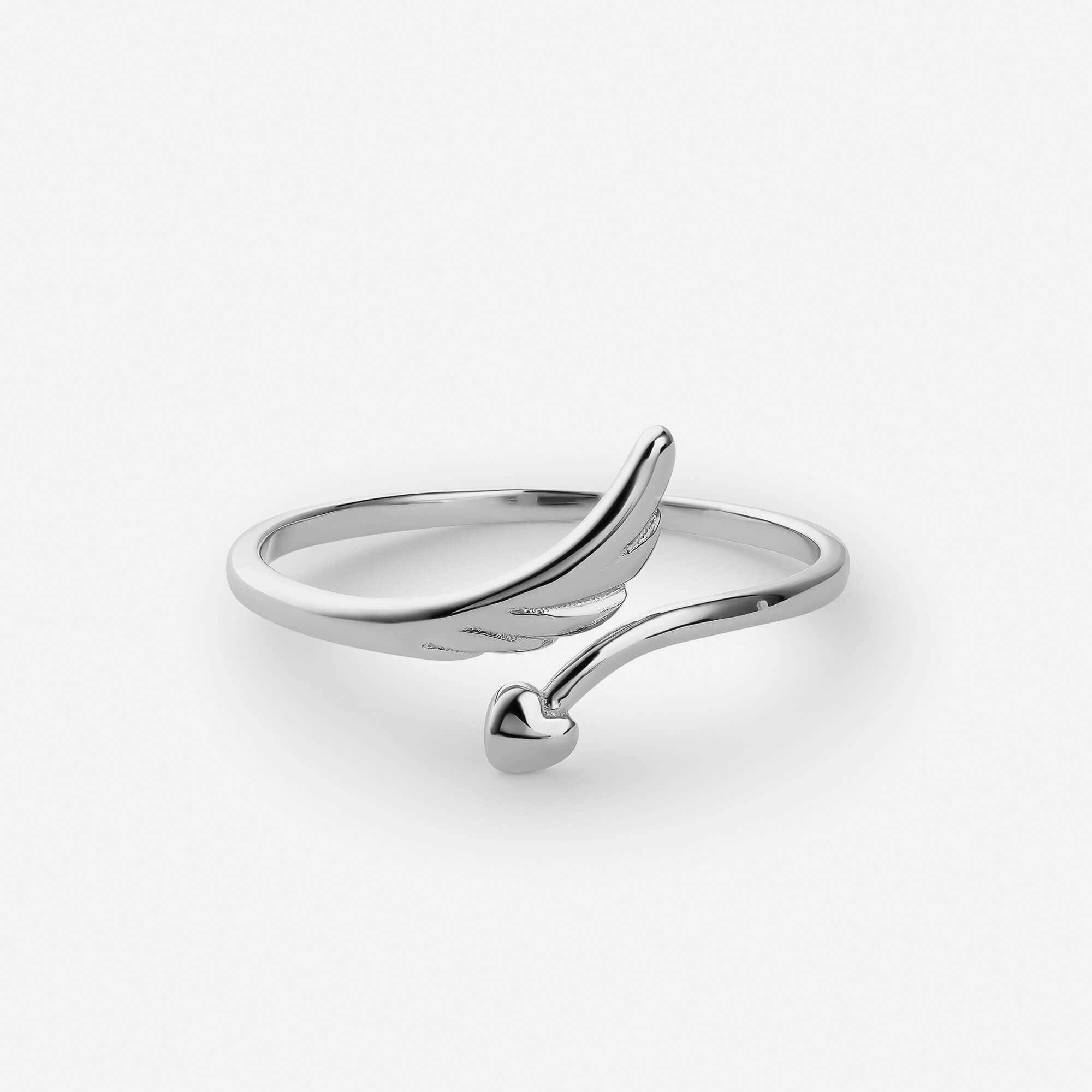 Celyssa Feather Heart Adjustable Ring