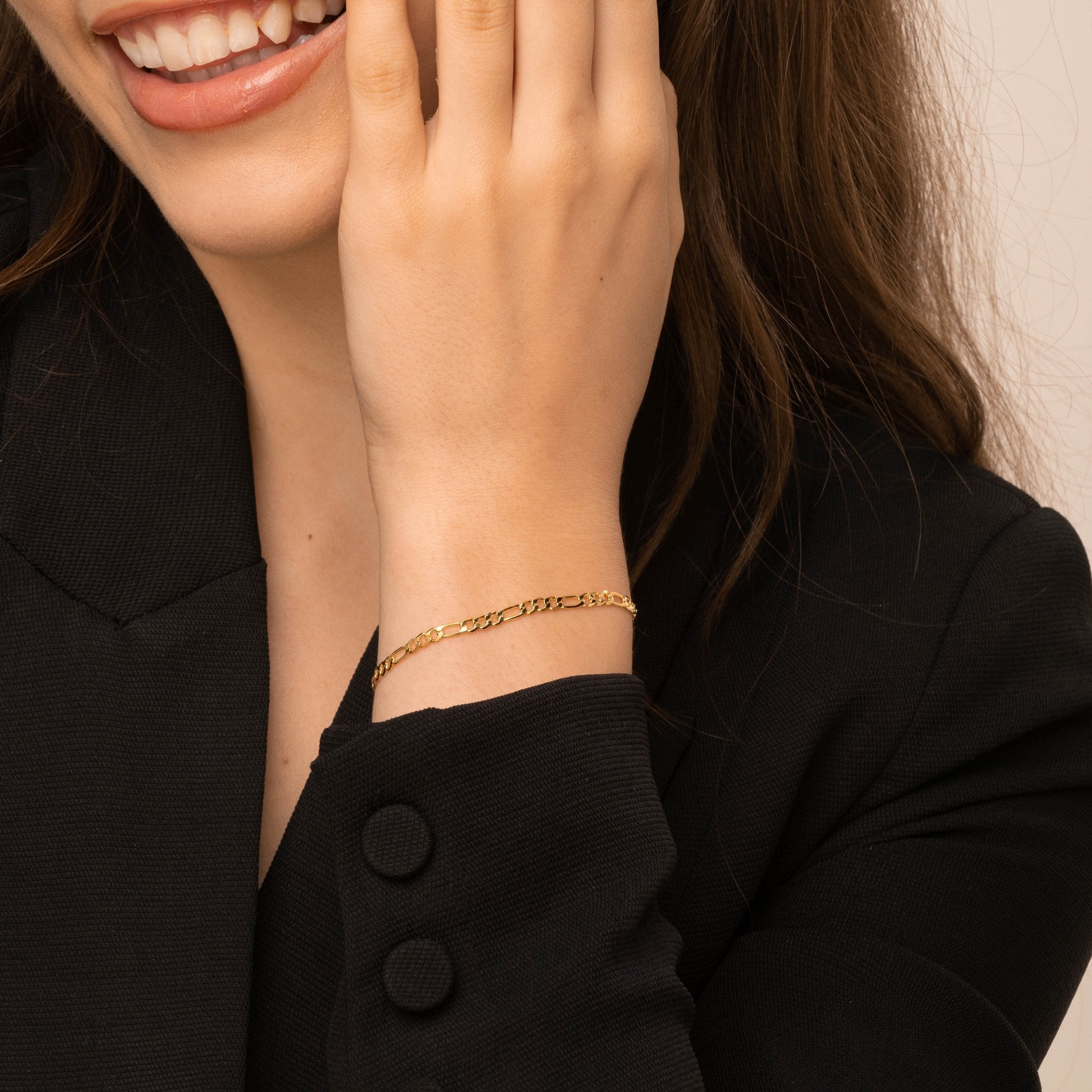 Celyssa Classic Figaro Chain Bracelet in Sterling Silver