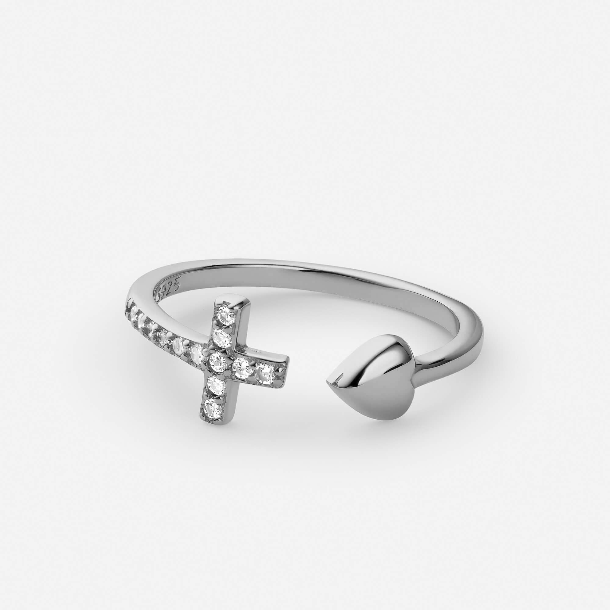 Celyssa Heart Cross Adjustable Ring