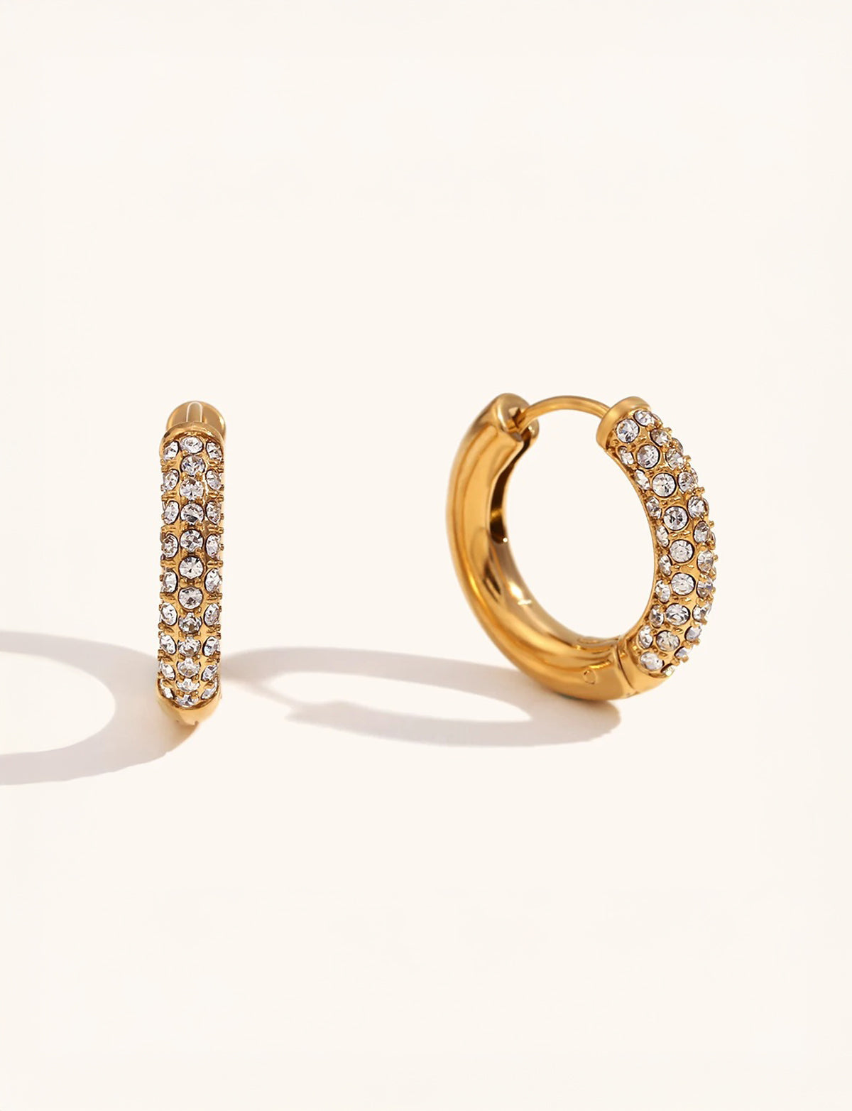 Celyssa Zirconia Halo Hoop Earrings in Gold
