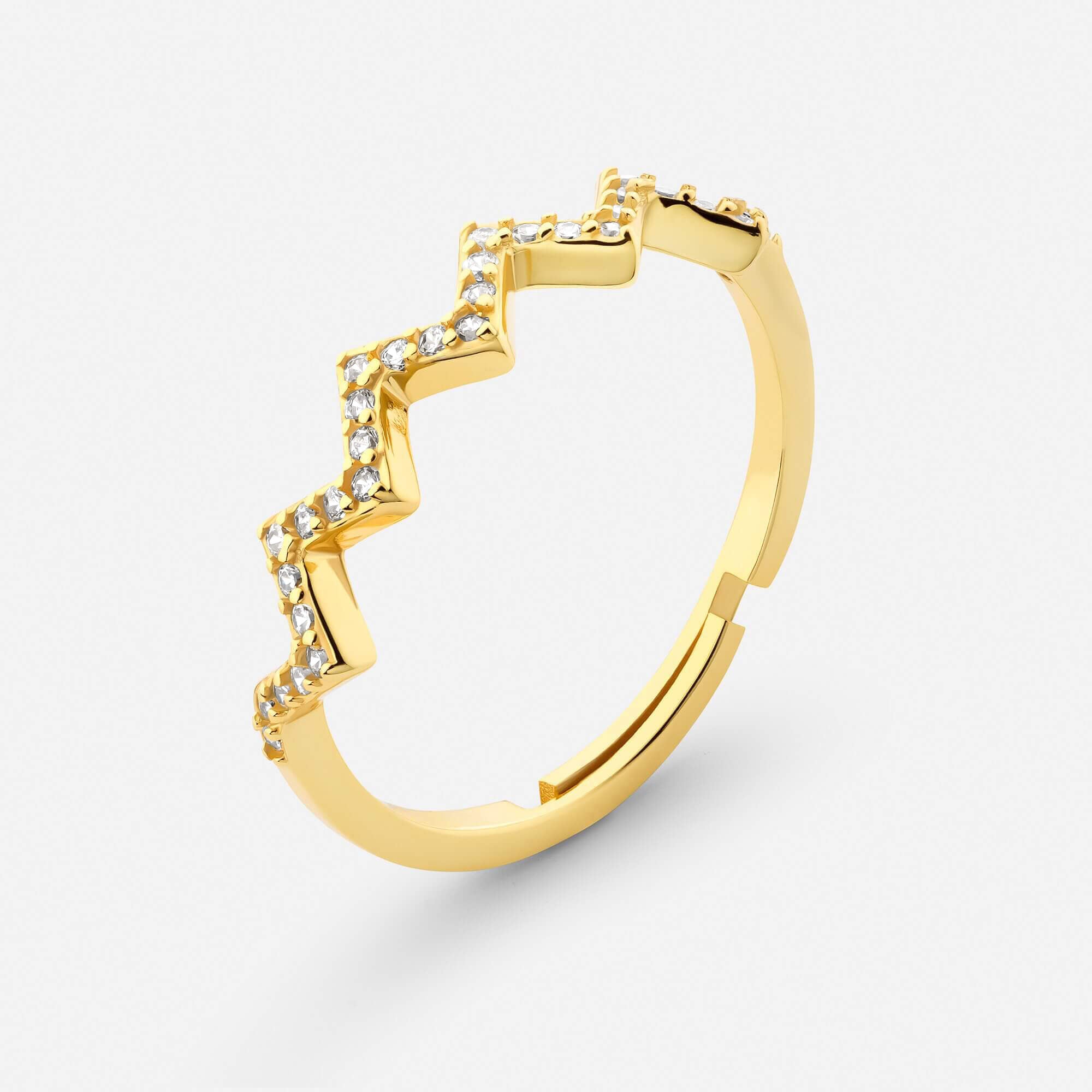 Celyssa Highs & Lows Adjustable Wave Ring in Gold