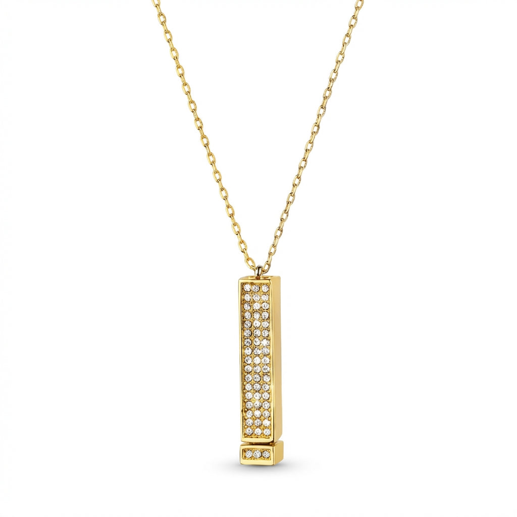 Celyssa I Love You Secret Message Necklace with Crystals in Gold
