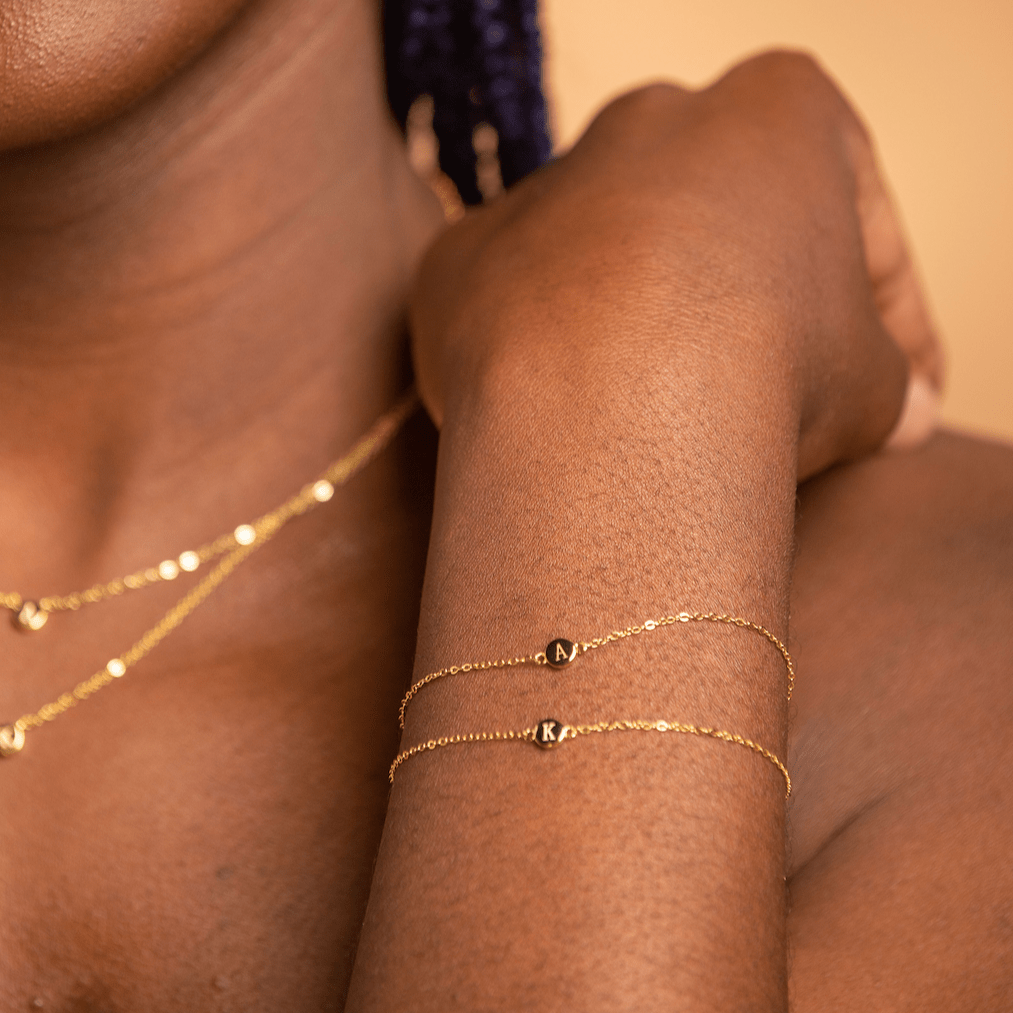Celyssa Initial Letter Dot Bracelet in 18K Gold Vermeil / B