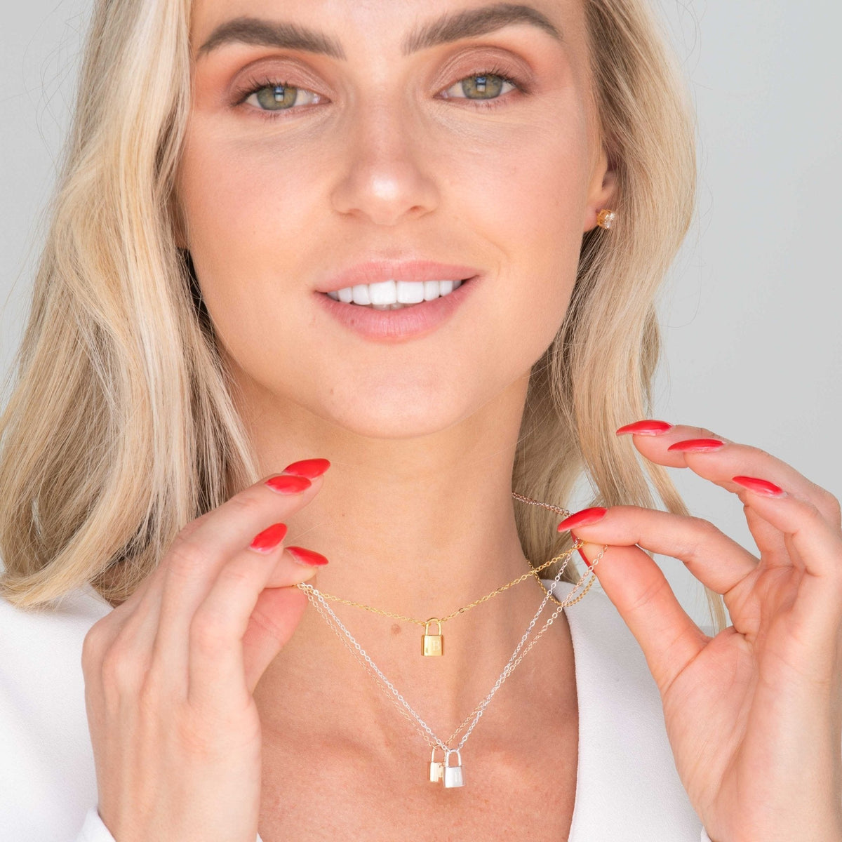 Celyssa Padlock Initial Letter Necklace in 18K Gold Vermeil / V