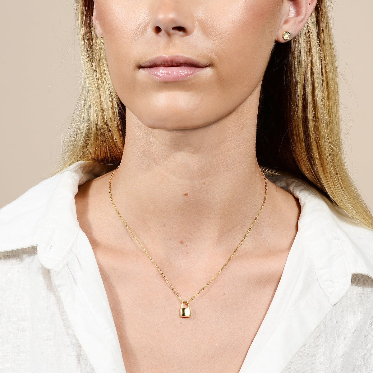 Celyssa Padlock Initial Letter Necklace in 18K Gold Vermeil / J